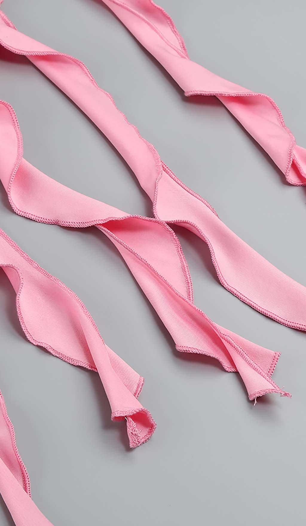 91dec38aaeaf51dc91290ae2b77c2ca3.jpeg Fashionslee Women Rose-Detail Ruffled Mini Dress In Pink
