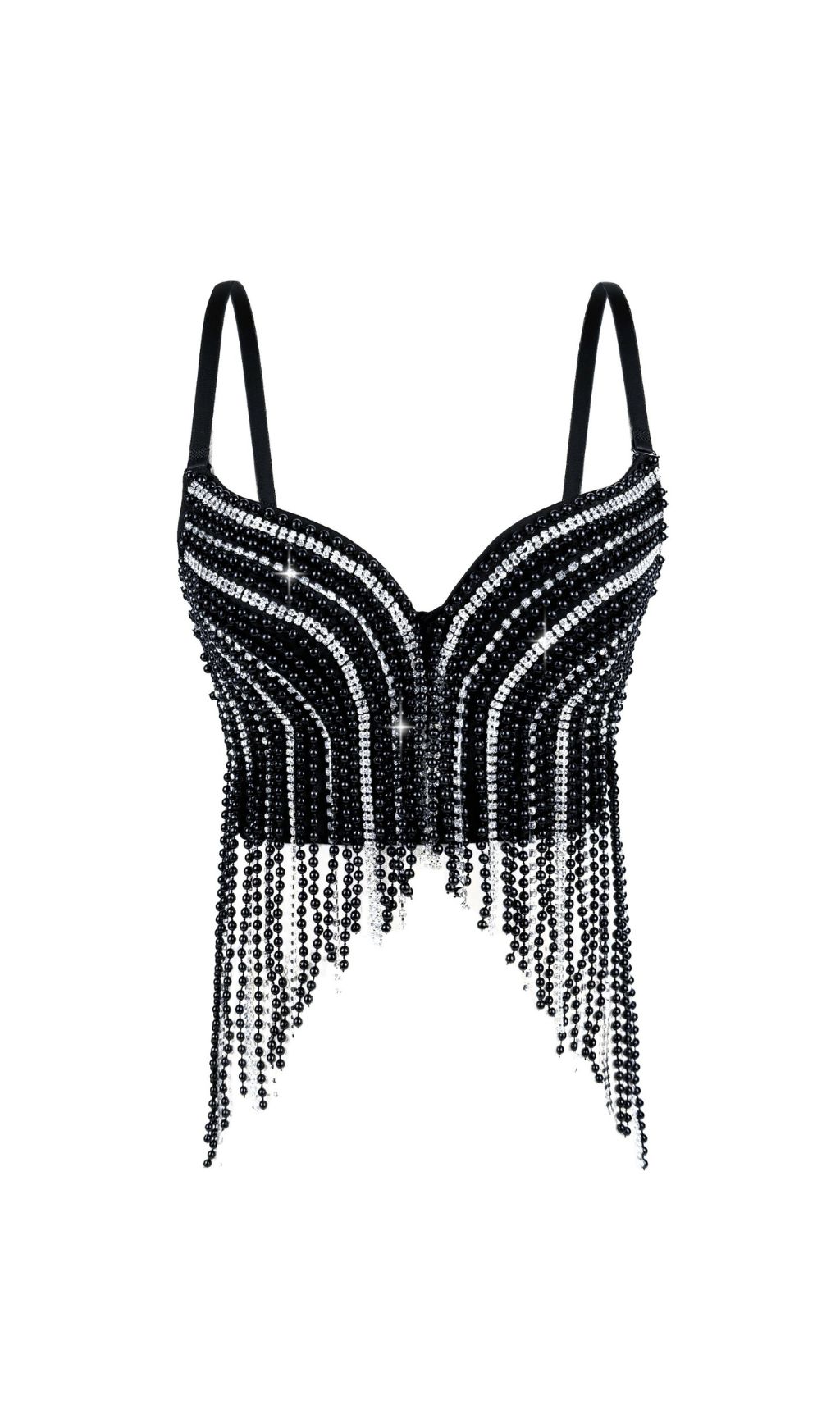 Fashionslee Women Gencho Diamante Beaded Top