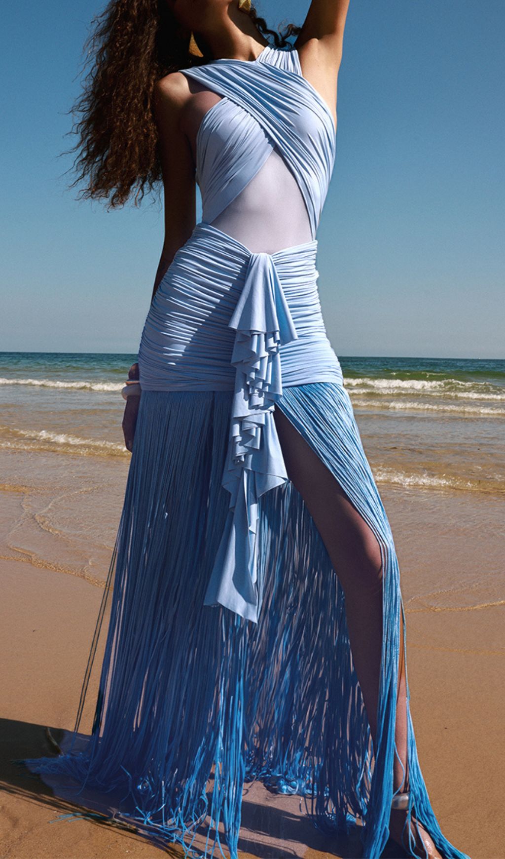 92dec33a749e57c369360842bd575bb8.jpg Fashionslee Women Hiromi Blue Mesh Ruched Tassel Maxi Dress