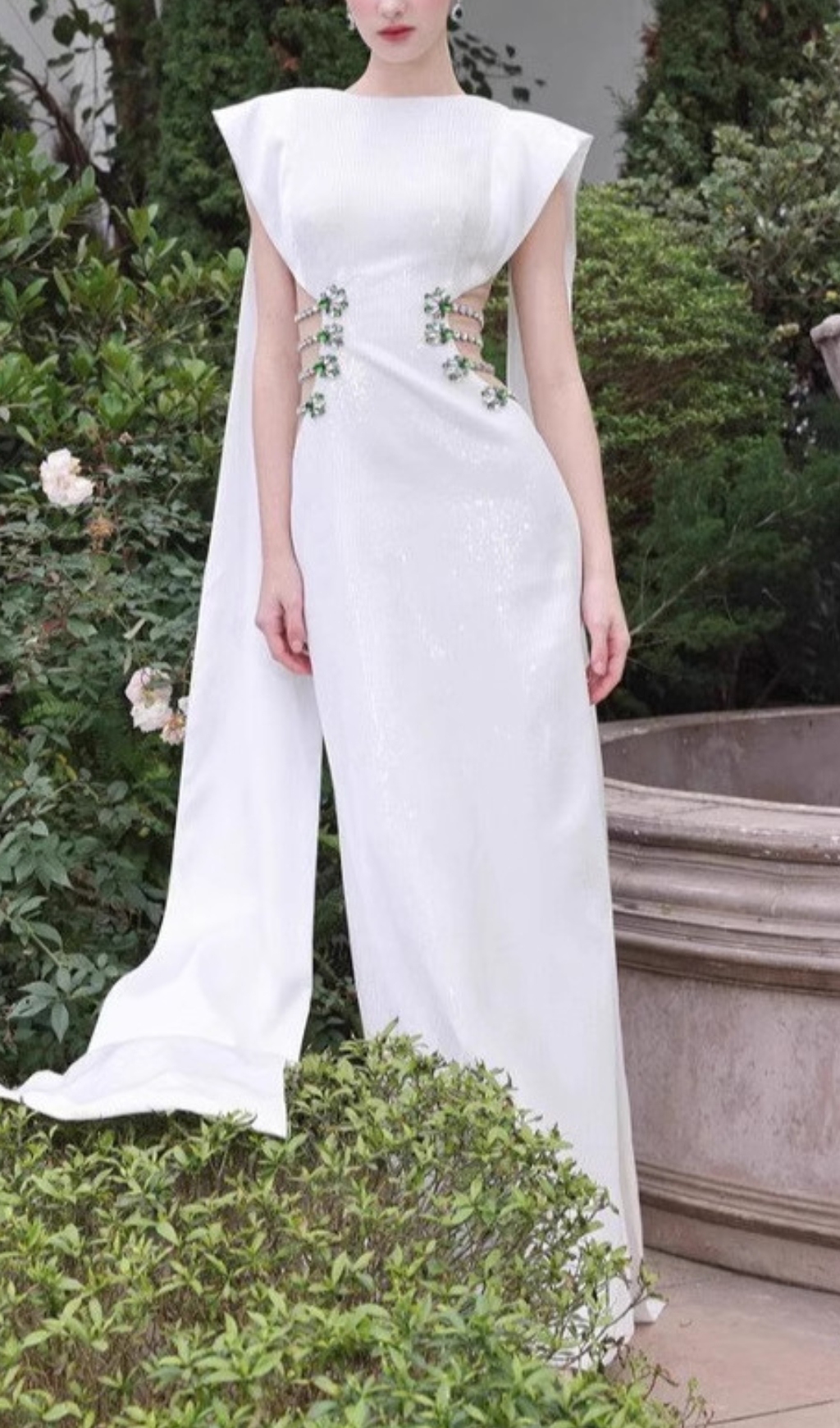 Fashionslee Women Chenoa White Cutout Diamond Bandage Maxi Dress