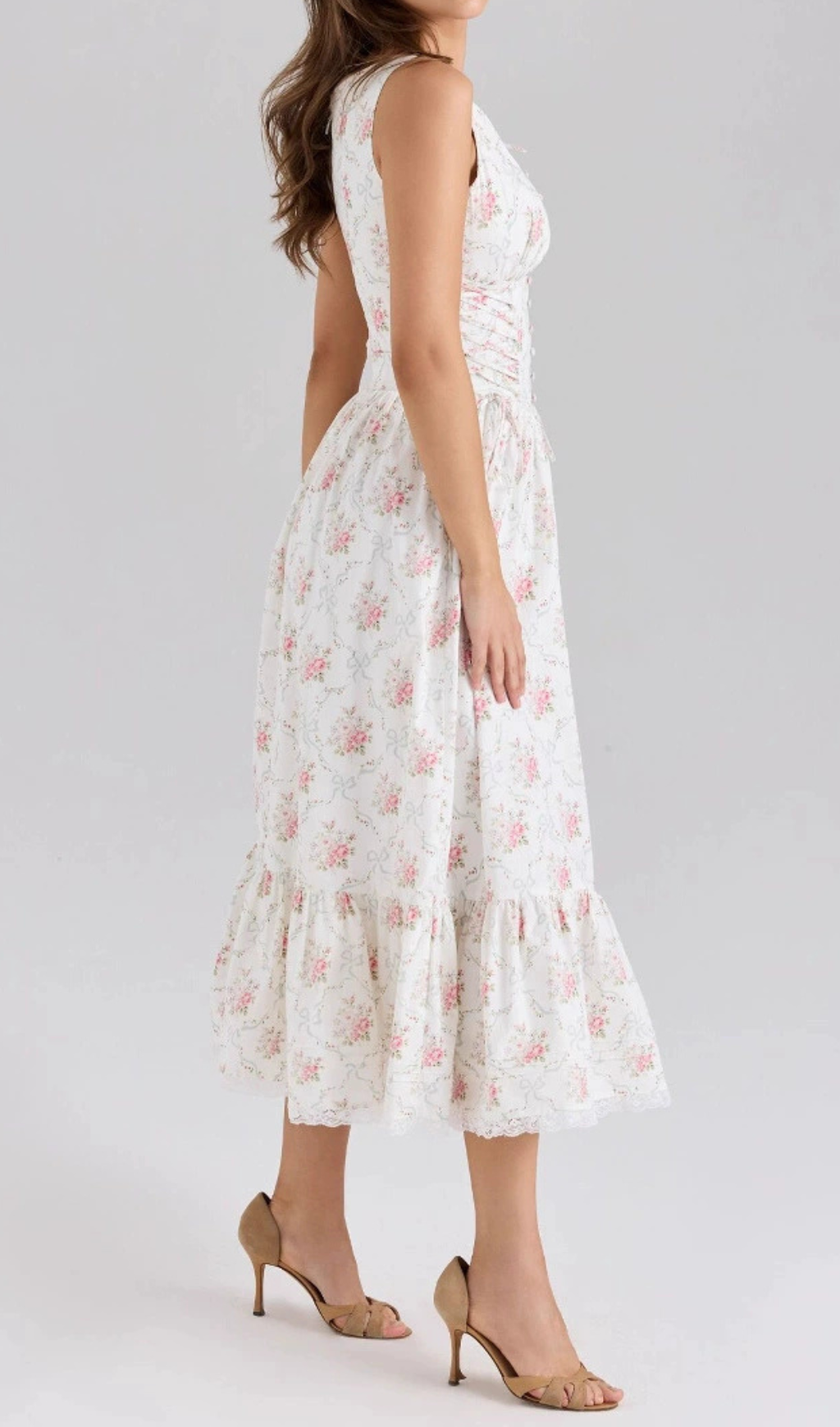 Fashionslee Women Haruhi Sleeveless Floral Midi Dress