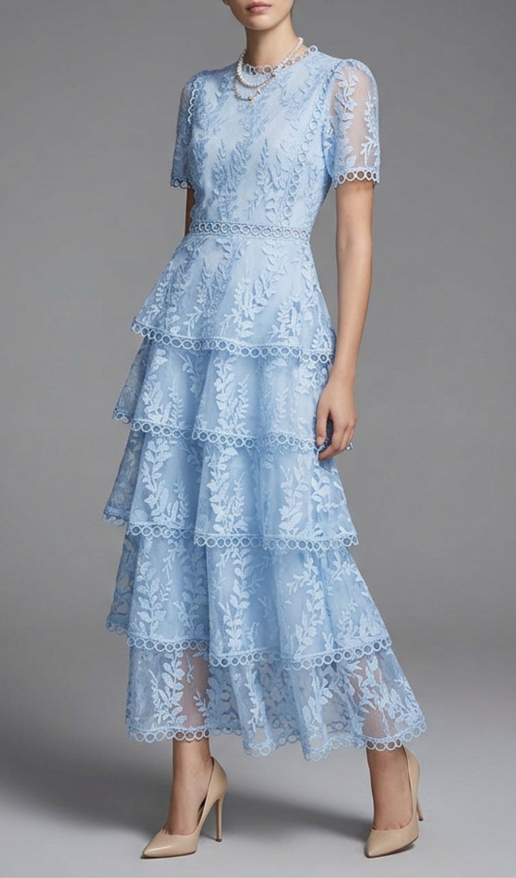 Fashionslee Women Karolyn Lace Layered Midi Dress
