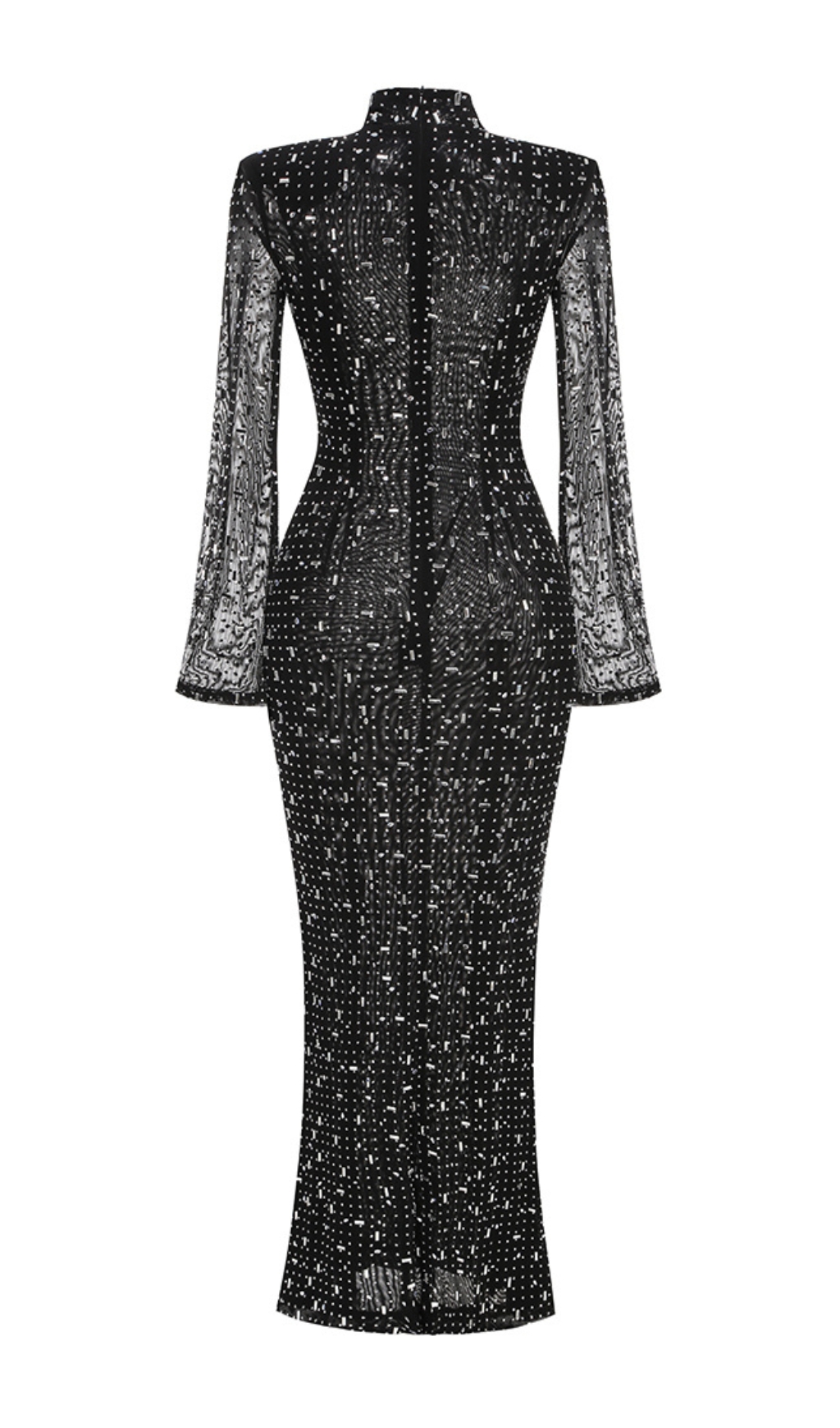 931e39461ec8b98be1e99415f84a67ee.jpg Fashionslee Women Butrus Black Crystal Long Sleeve Maxi Dress