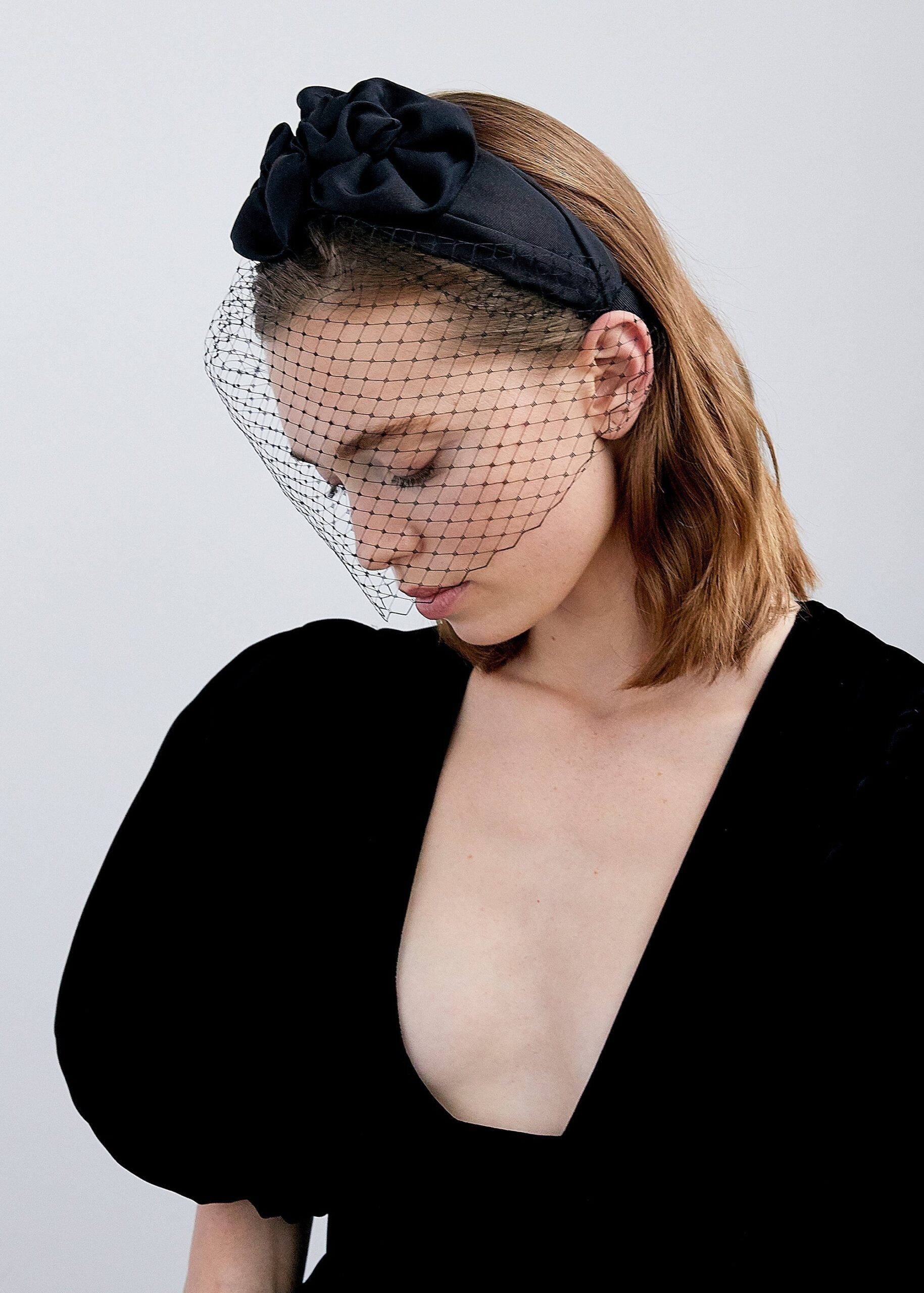 9328660875ce9d2d7c348e726a4b6d4f.jpeg Fashionslee Women Triple Rosette With Veil In Black