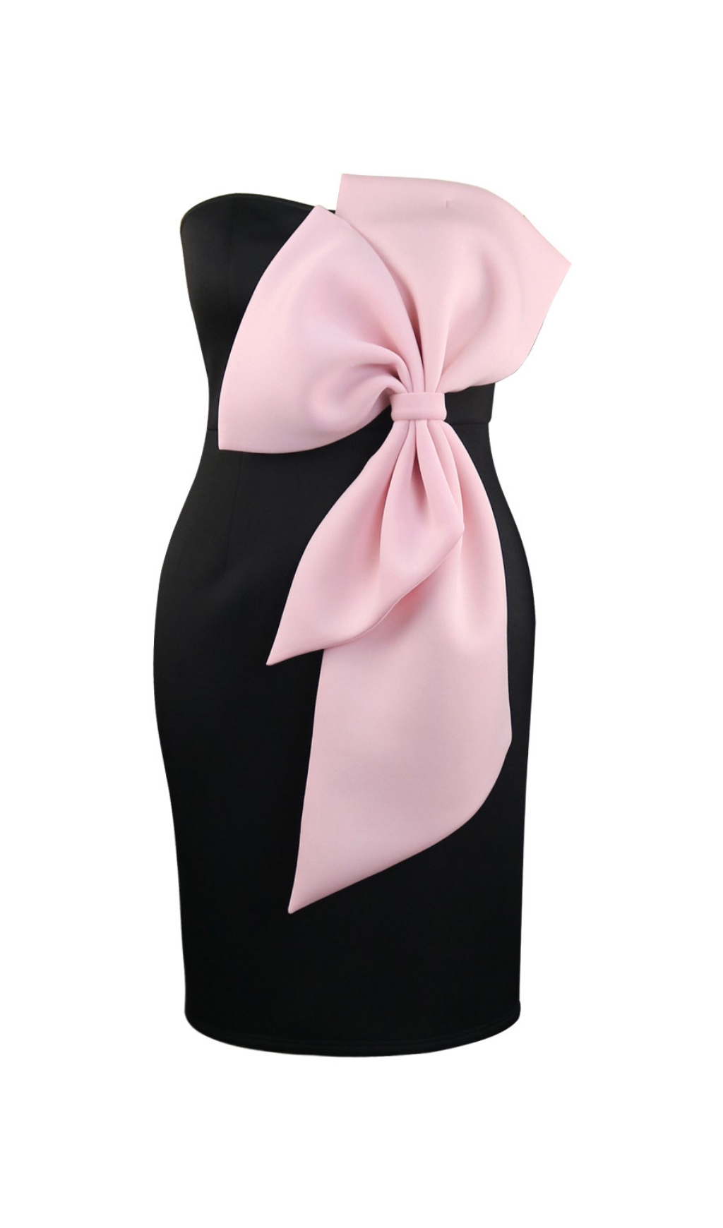 Fashionslee Women Bachue Black Bow Strapless Midi Dress