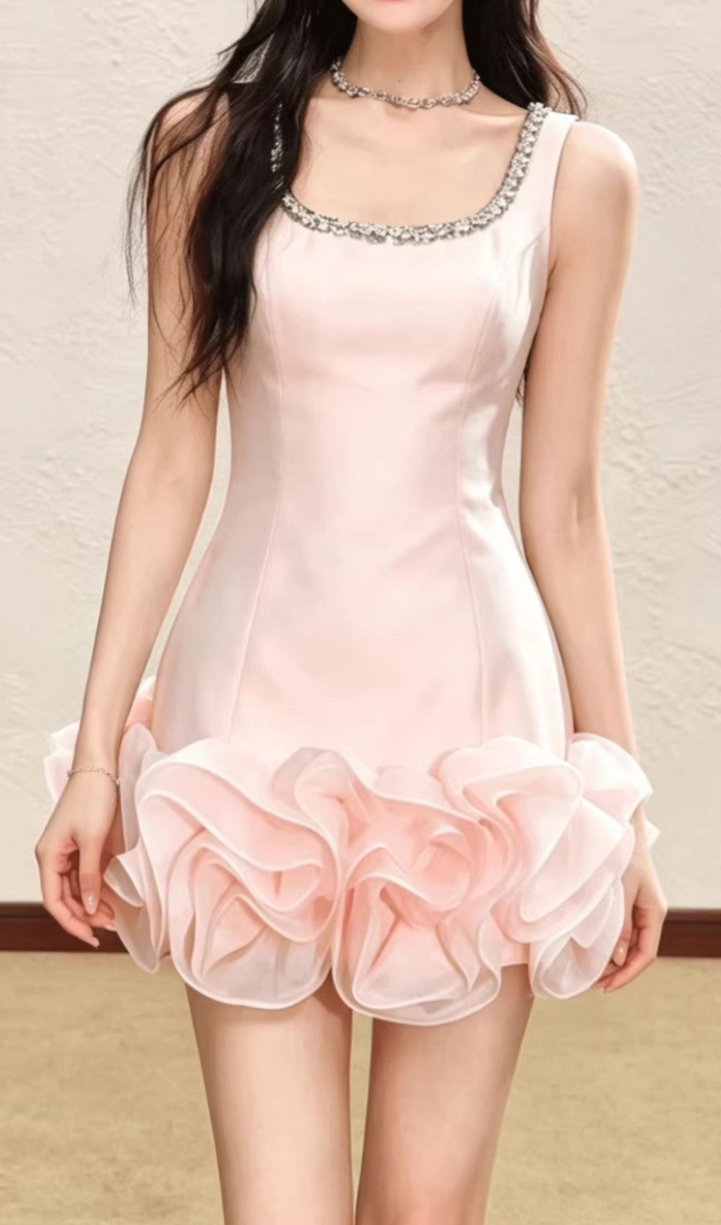 Fashionslee Women Kinley Satin Diamante Mini Dress