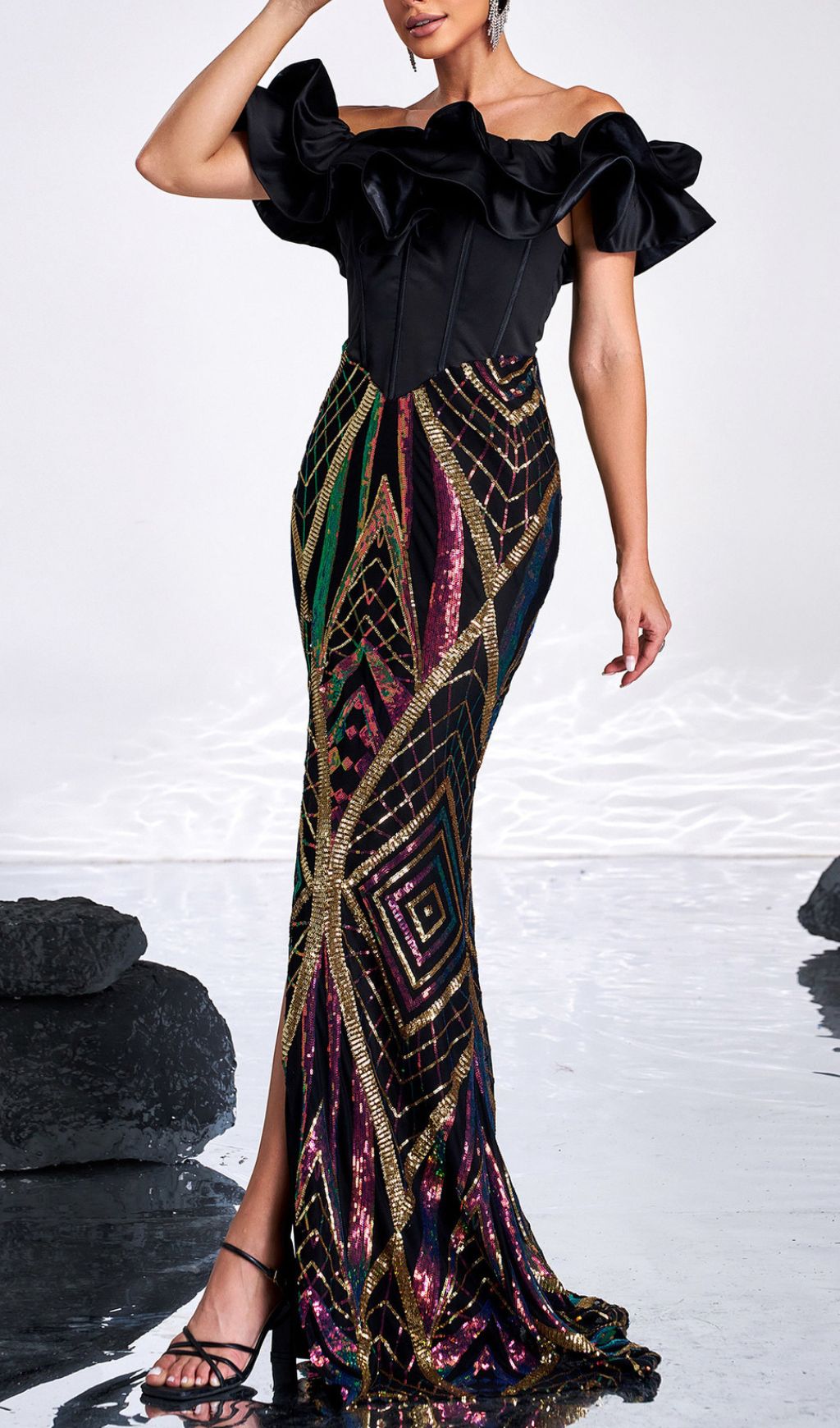 936f09f586d9c8f766e97e139a26c60f.jpg Fashionslee Women Honesti Corset Sequin Maxi Dress