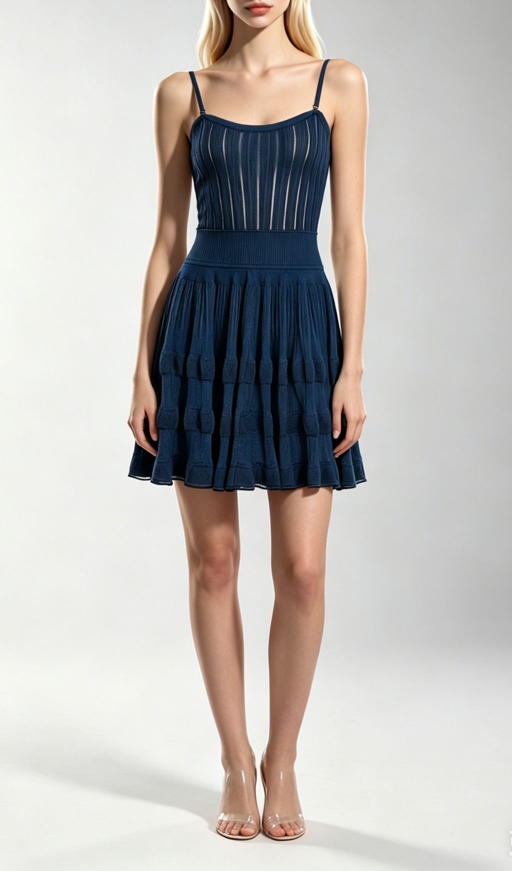 Fashionslee Women Kirkley Royalblue Strappy Knit Mini Dress