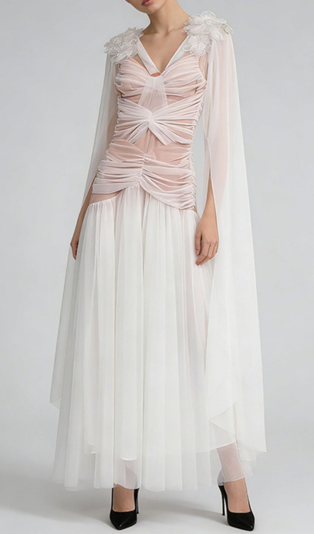 93b3fdec4bda23599c3f3f37b666367d.jpg Fashionslee Women Kevlyn White Mesh Maxi Dress
