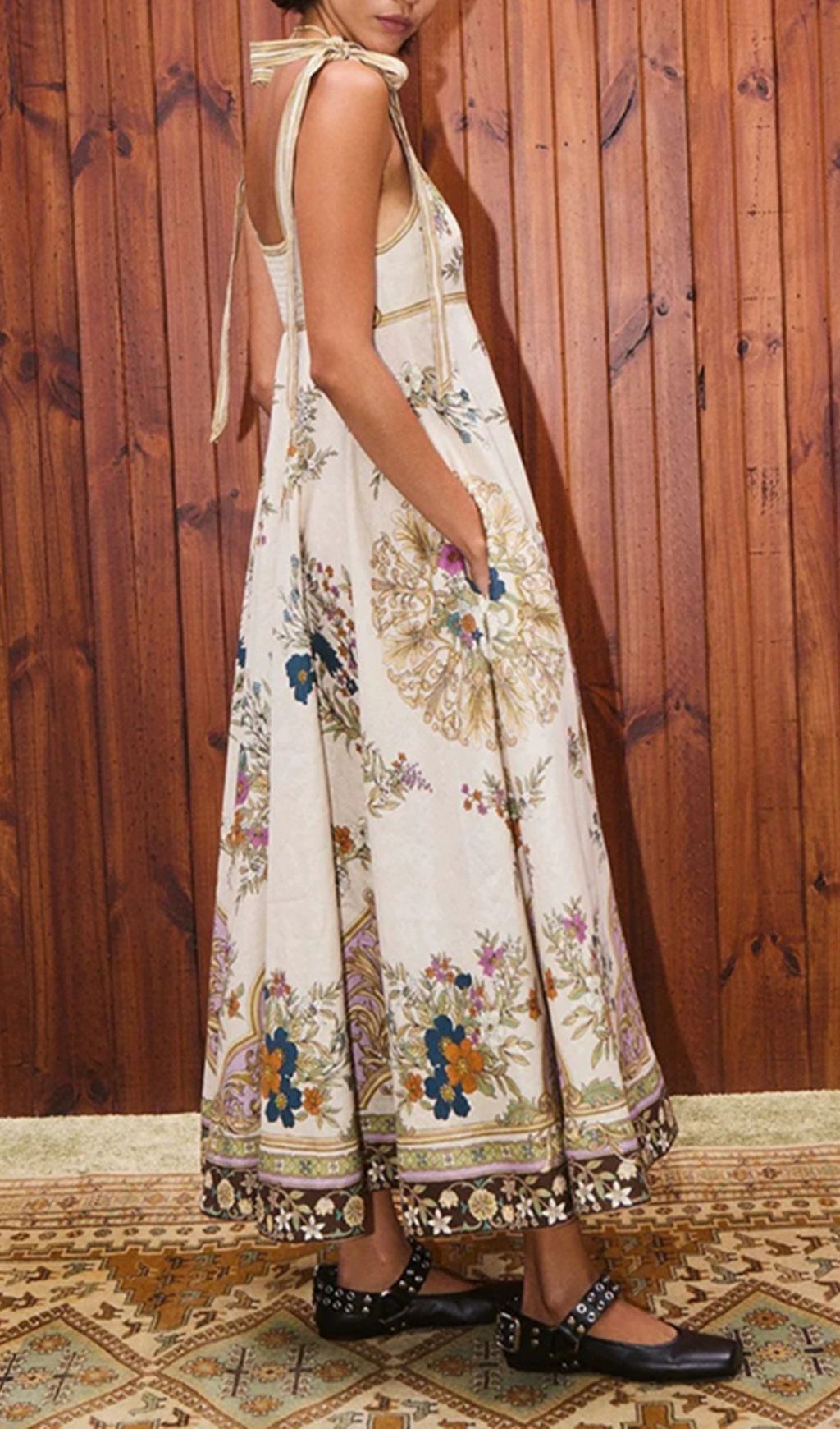 Fashionslee Women Ismet Strappy Floral Printed Maxi Dress