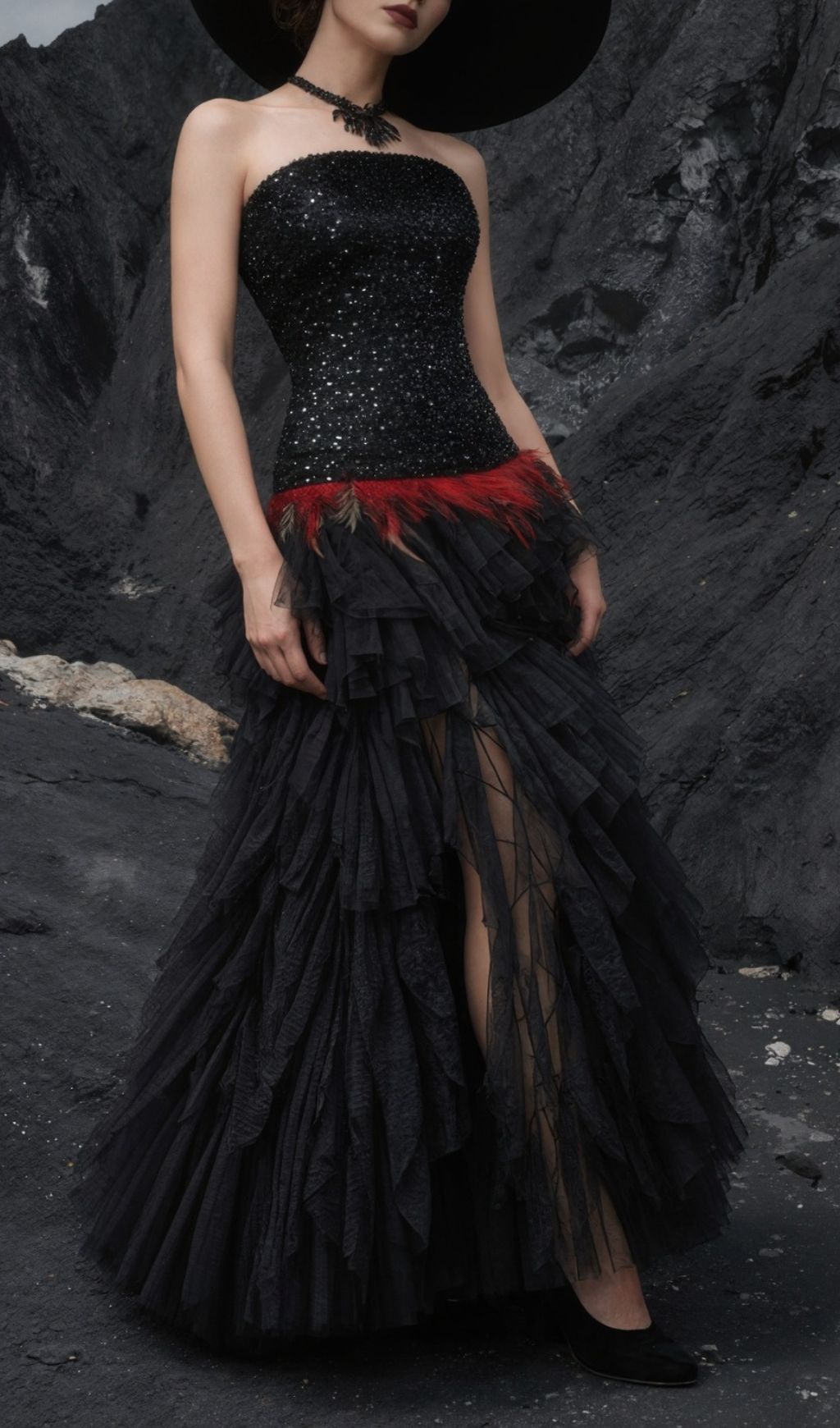 BLACK STRAPLESS SEQUIN MESH MAXI DRESS AESTHETIC VIRAL - OWNCI BLACK STRAPLESS SEQUIN MESH MAXI DRESS AESTHETIC VIRAL - OWNCI