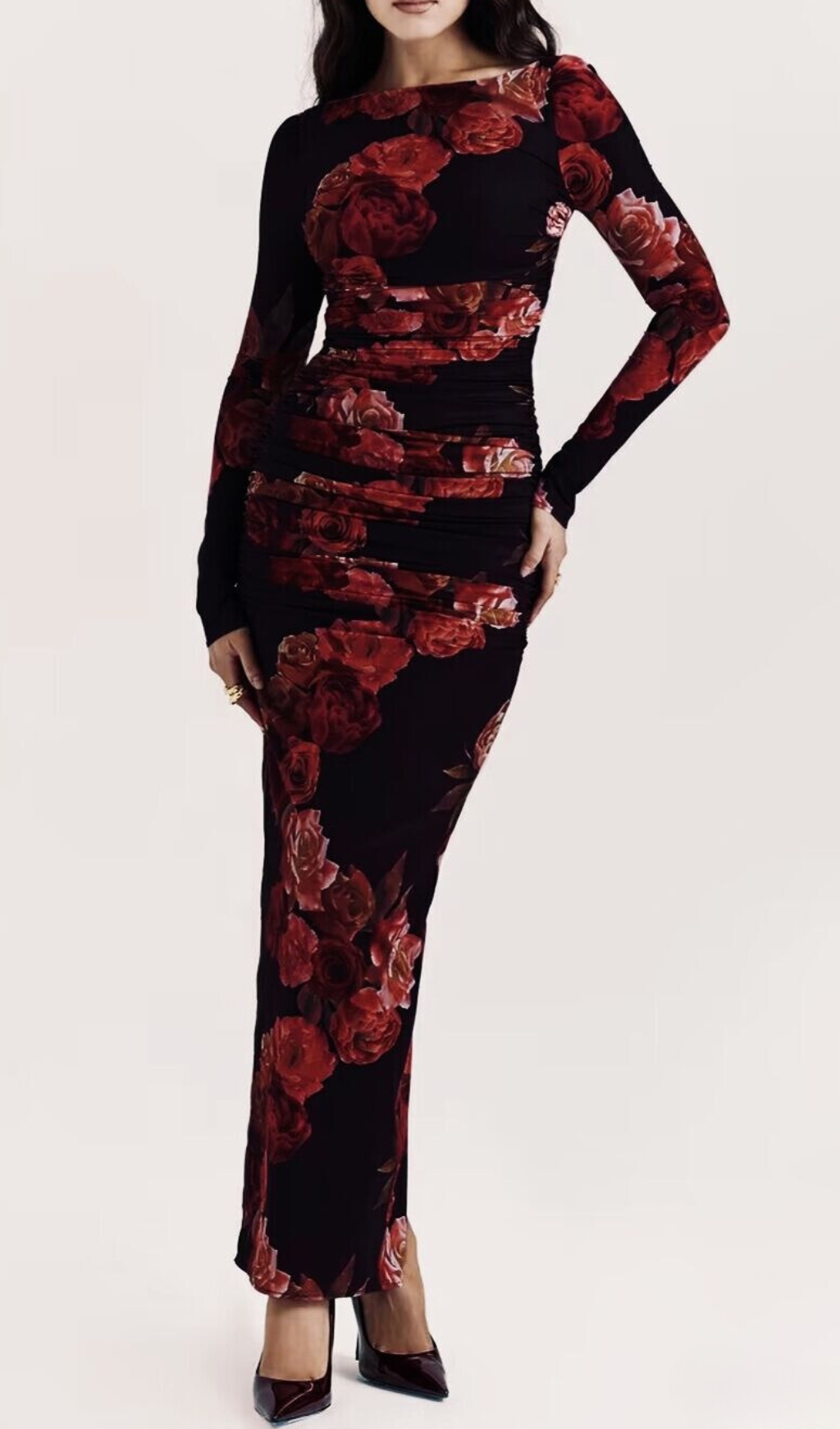 9434a04819b6e09049afff4b2485ae41.jpg Fashionslee Women Chanda Long Sleeve Flower Printed Maxi Dress