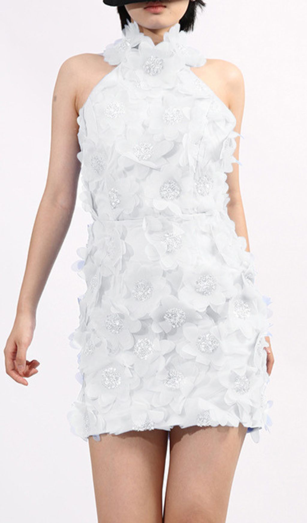 94376aeaa548108b6ab678f0cc59a1d9.jpg Fashionslee Women Georgiy Halter Flower Sequin Mini Dress