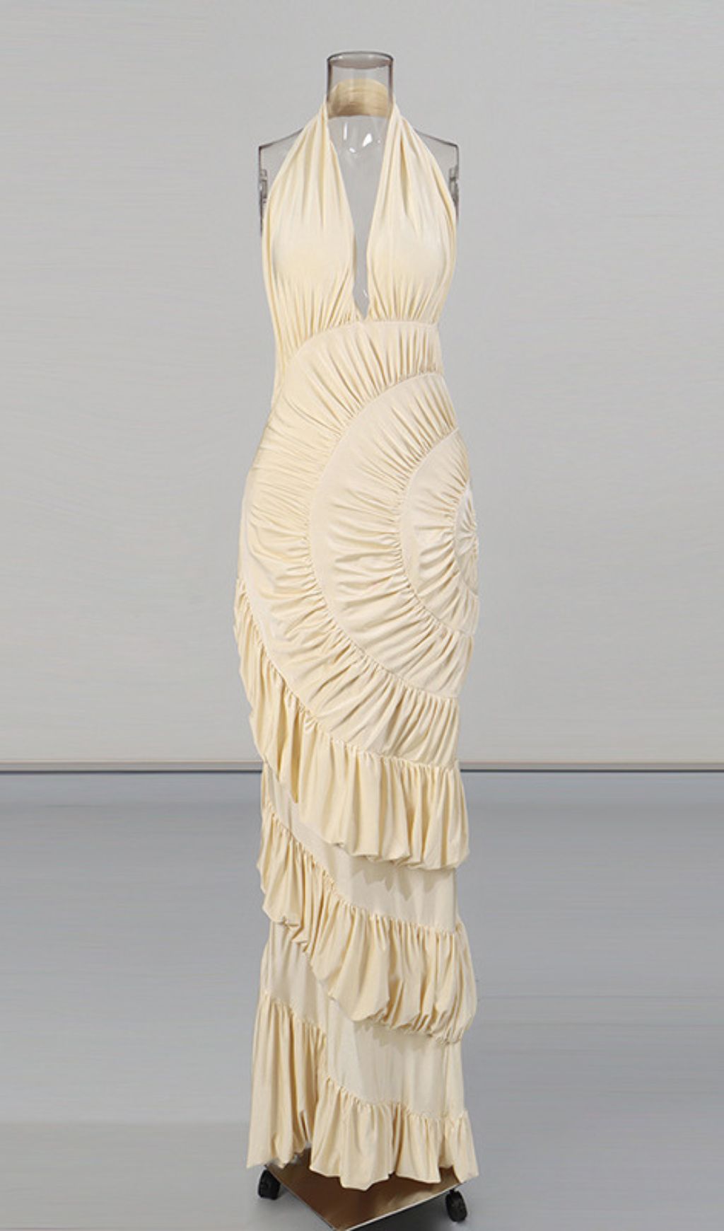 Fashionslee Women Ineke Halter Ruffle Maxi Dress