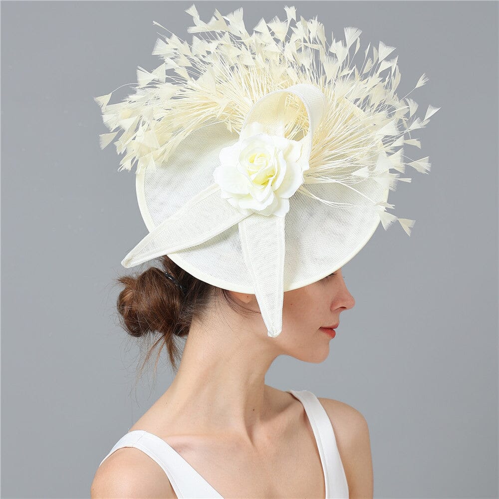 94887f6f723d838ab8c177a8087257a8.jpeg Fashionslee Women Cream Elegant Feather Fascinators