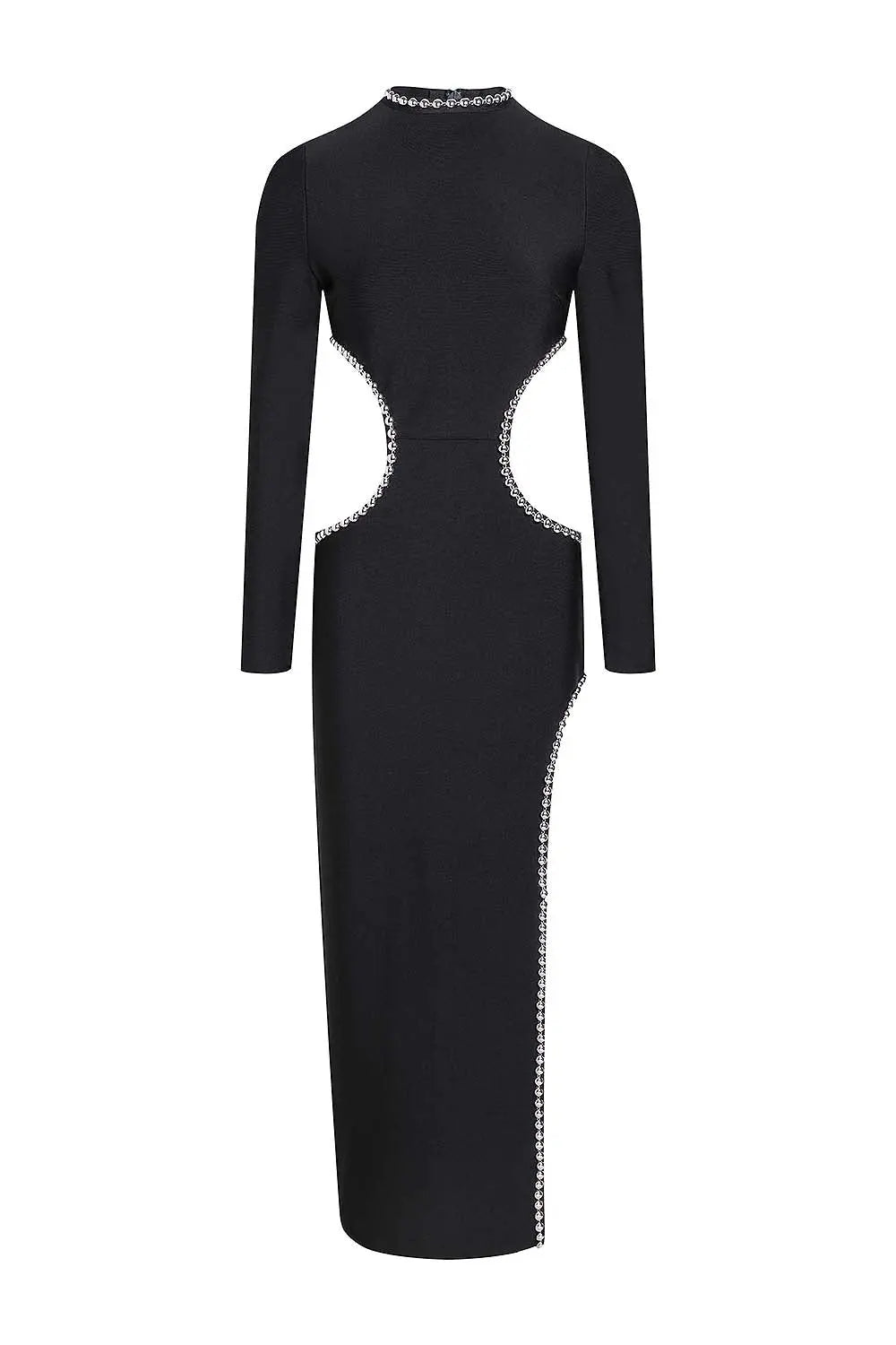 94939fcbfbe5b99045ffb8f091d97912.jpeg Fashionslee Women Embellished Cut Out Maxi Bandage Dress In Black