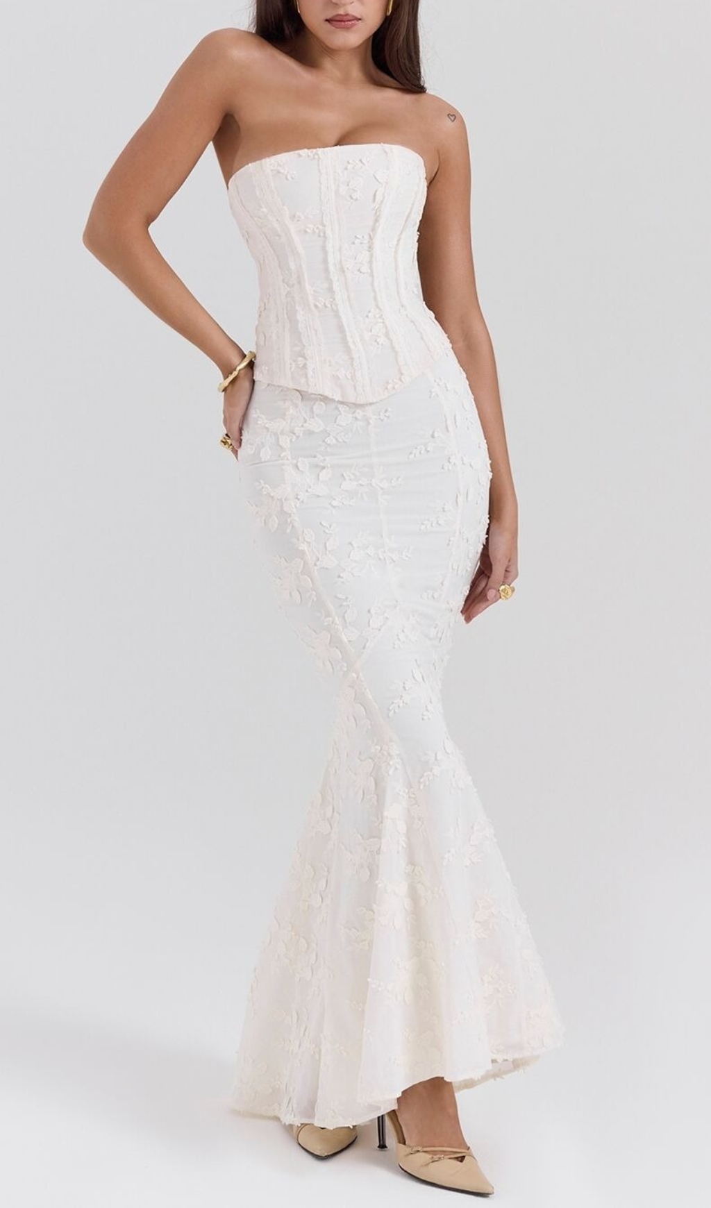 949ff9df11cc66c9939750560c05b3e3.jpg Fashionslee Women Clarke White Flower Corset Two-Piece Set