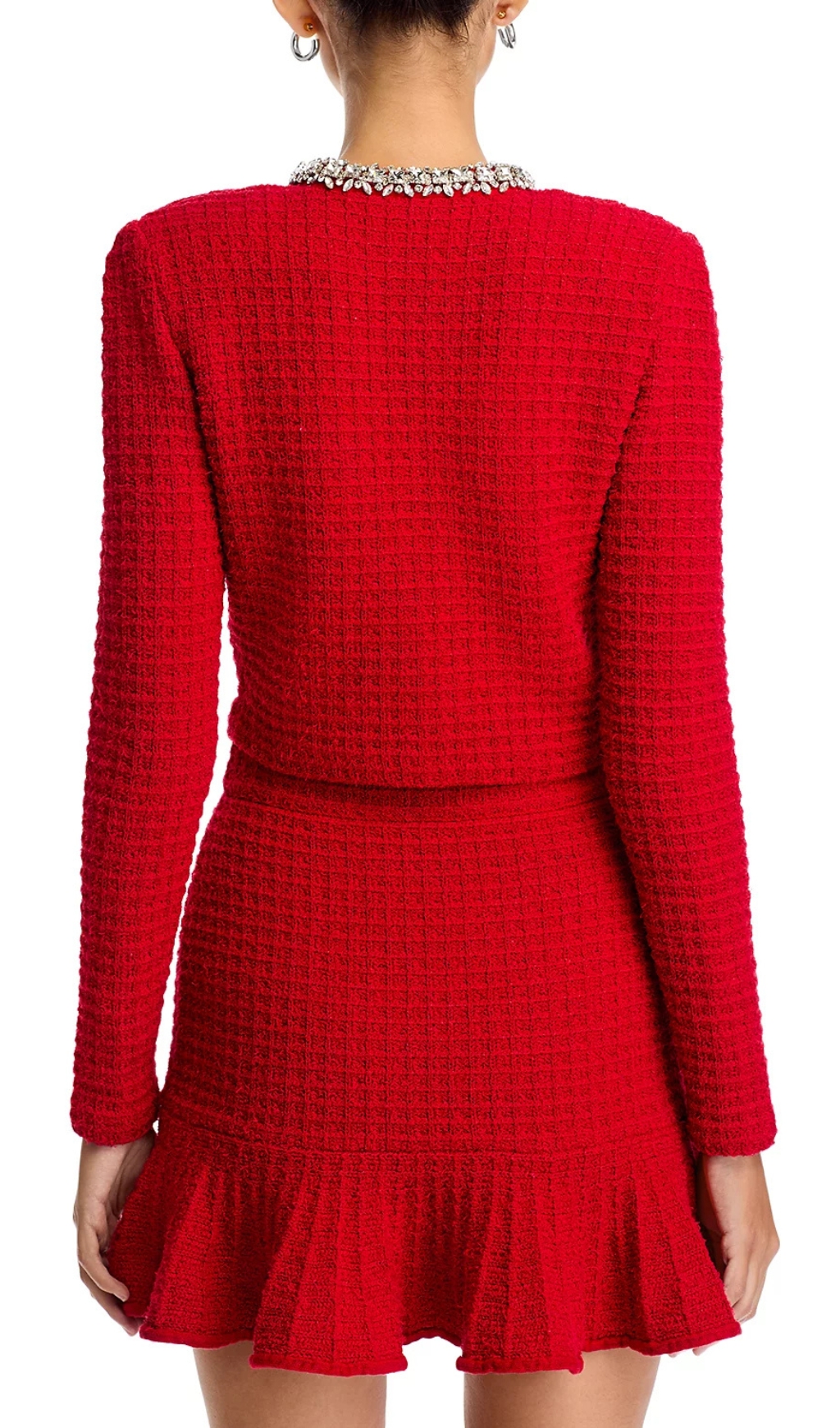 Fashionslee Women Textured Knit Embellished Trim Cardigan