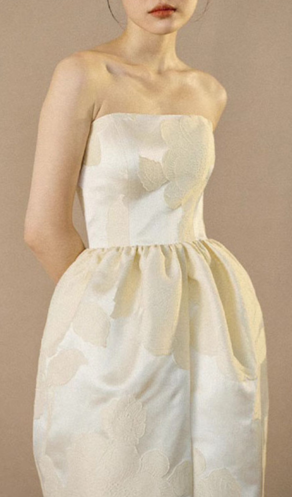Fashionslee Women Brygida Ivory Strapless Flower Maxi Dress