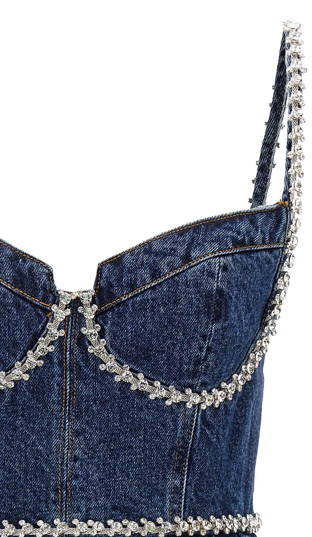 94f790a3565893ebc9dd0d7c9569e5da.jpeg Fashionslee Women Crystal-Embellished Denim Mini Dress In Blue