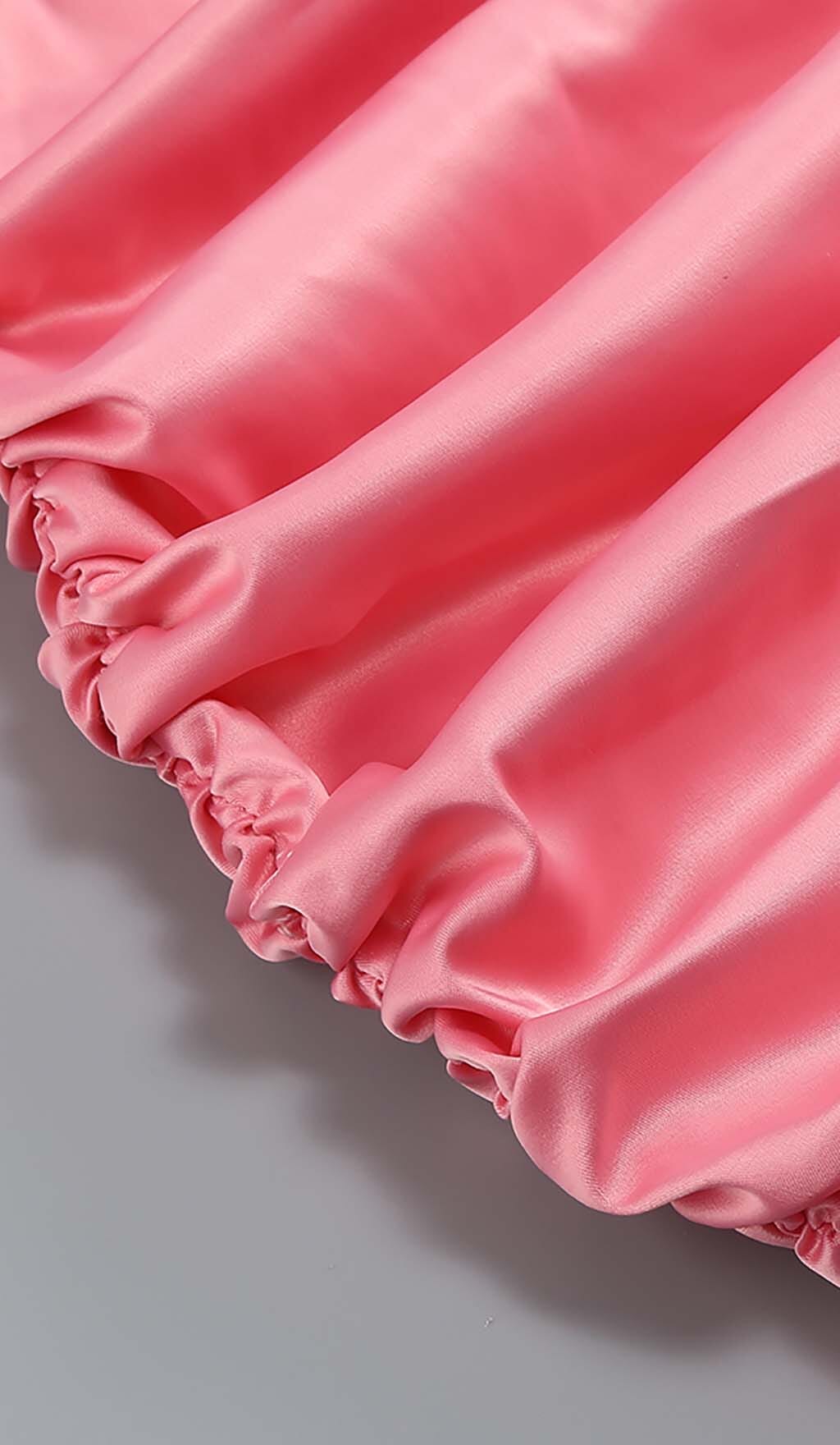 Fashionslee Women Floral One Shoulder Satin Mini Dress In Pink