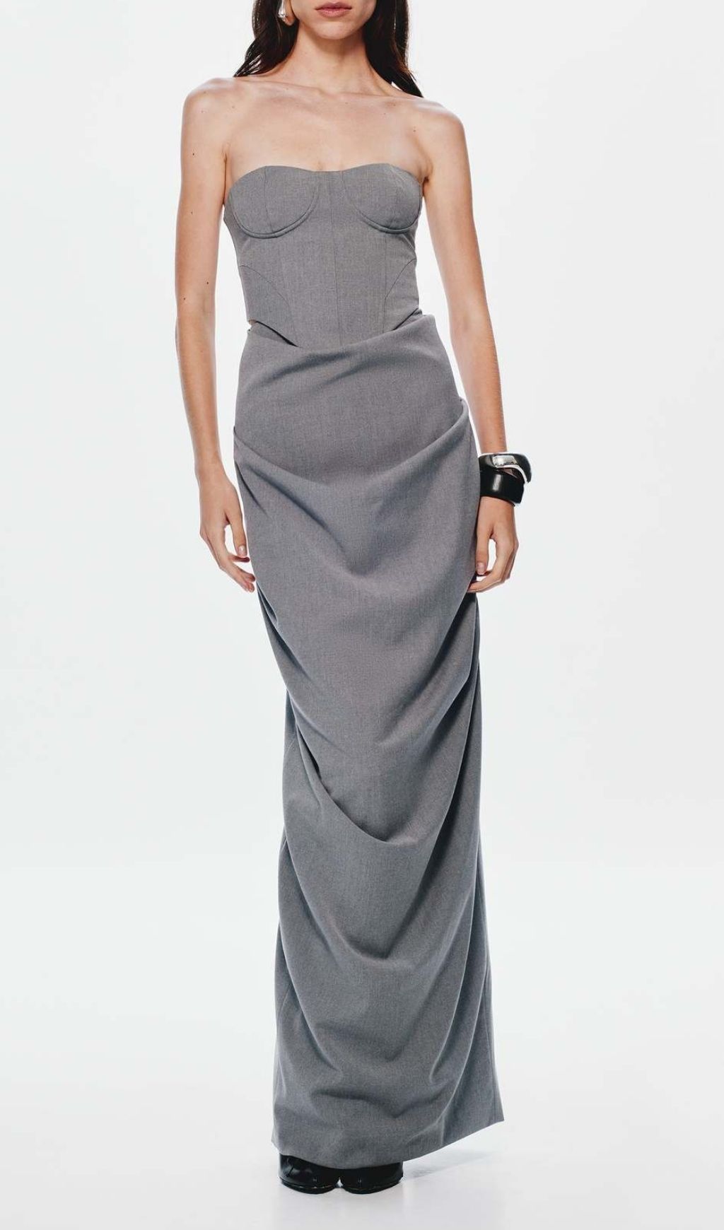 Fashionslee Women Kalle Grey Corset Top & Maxi Skirt Set