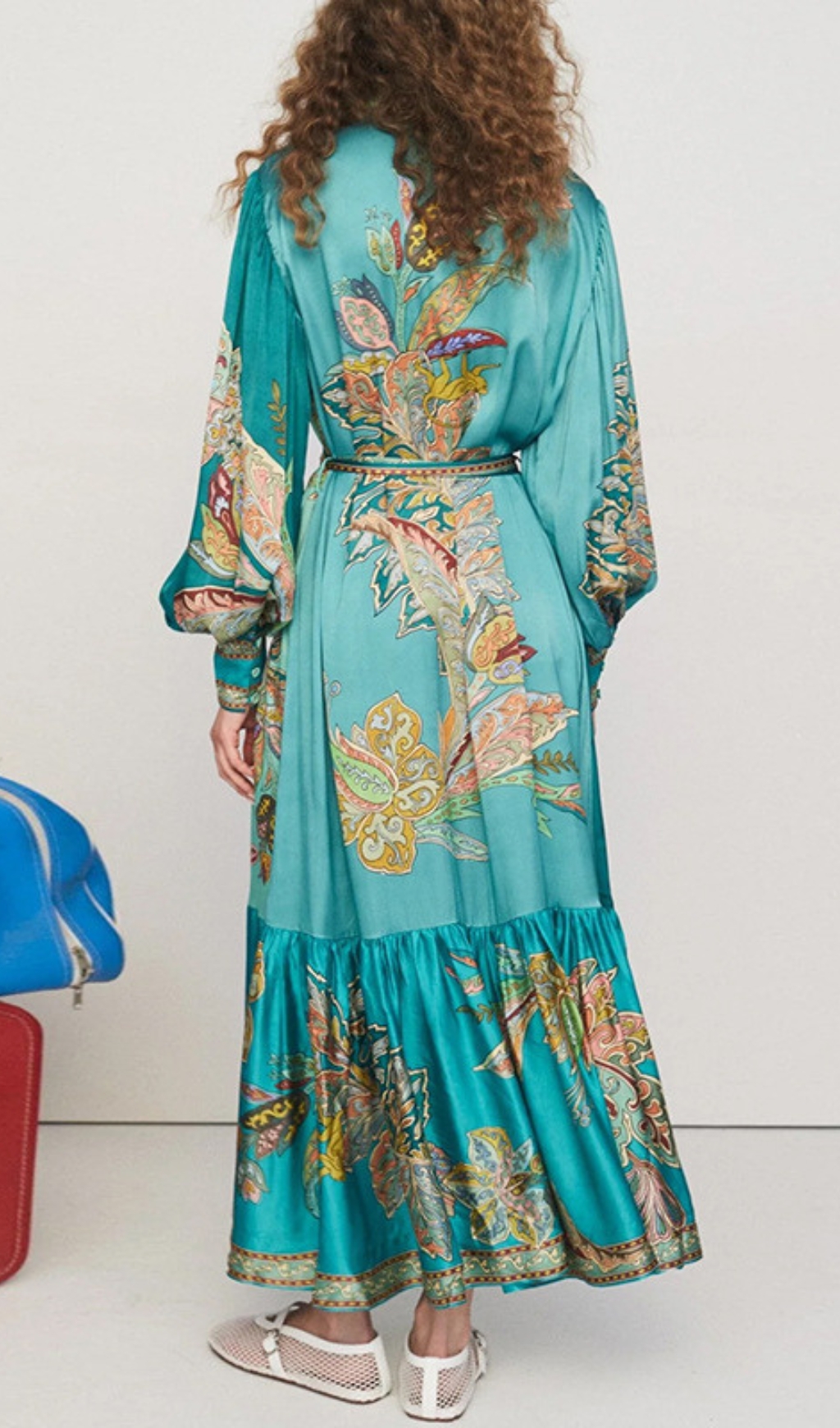 Fashionslee Women Canyon Flower Printed Long Sleeve Maxi Dress