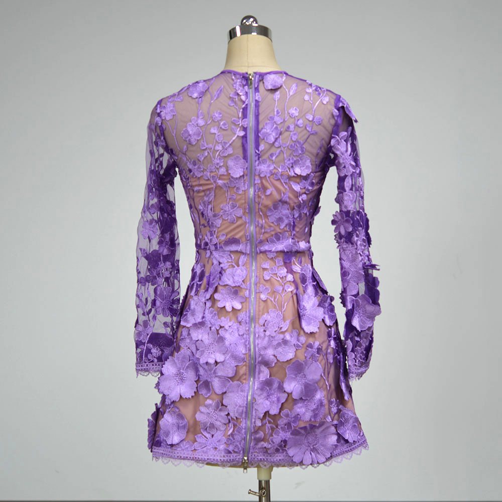 955f6551b0bb6d9d68c3beab5f25298a.jpg Fashionslee Women Cyd Purple Flower Embroidery Mini Dress