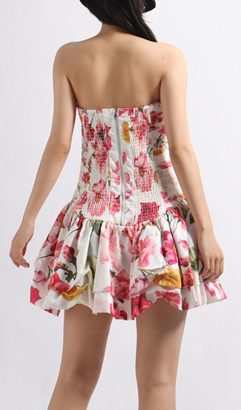 Fashionslee Women Elara Strapless Floral Printed Mini Dress