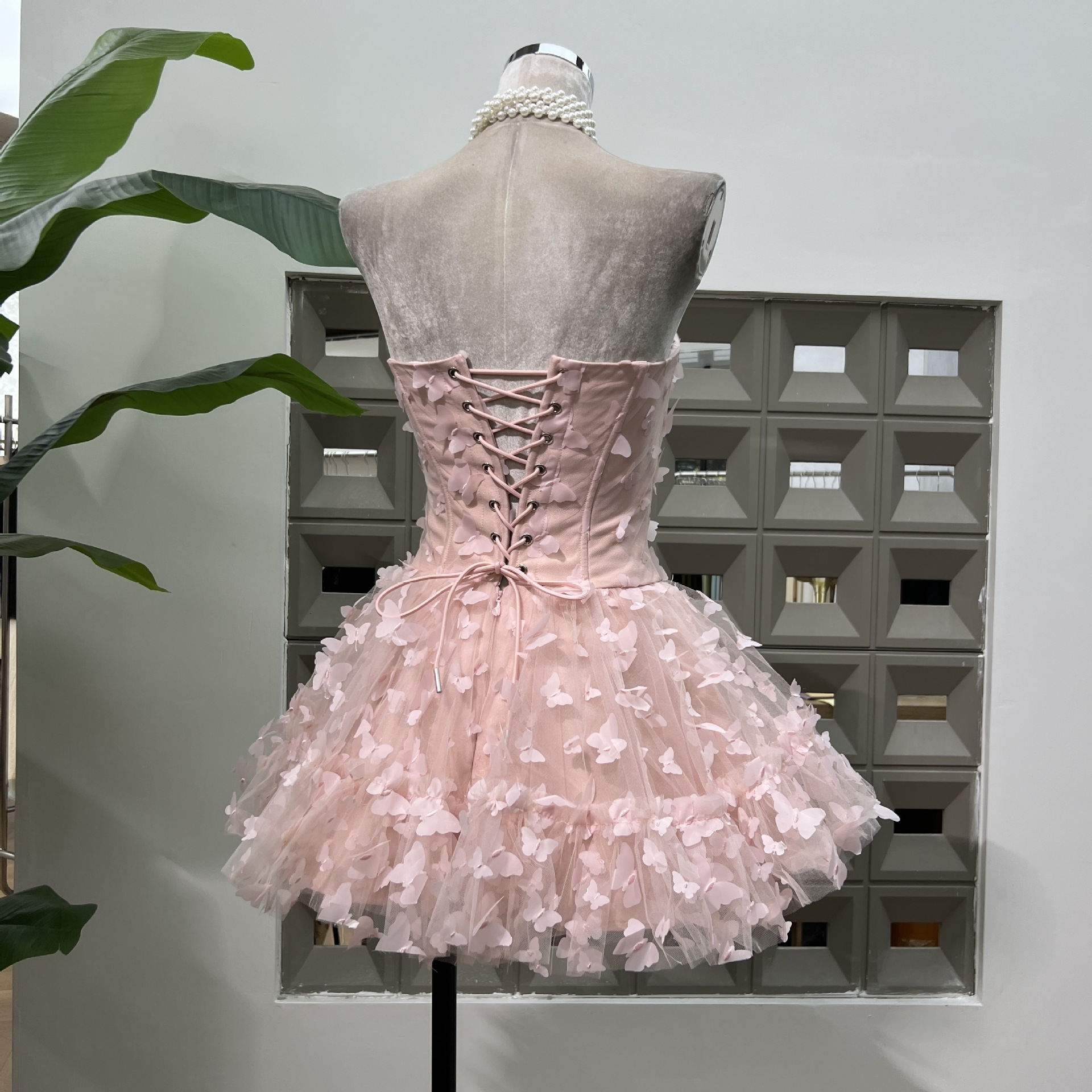 Fashionslee Women Fyra Strapless Corset Butterfly Embellished Mini Dress