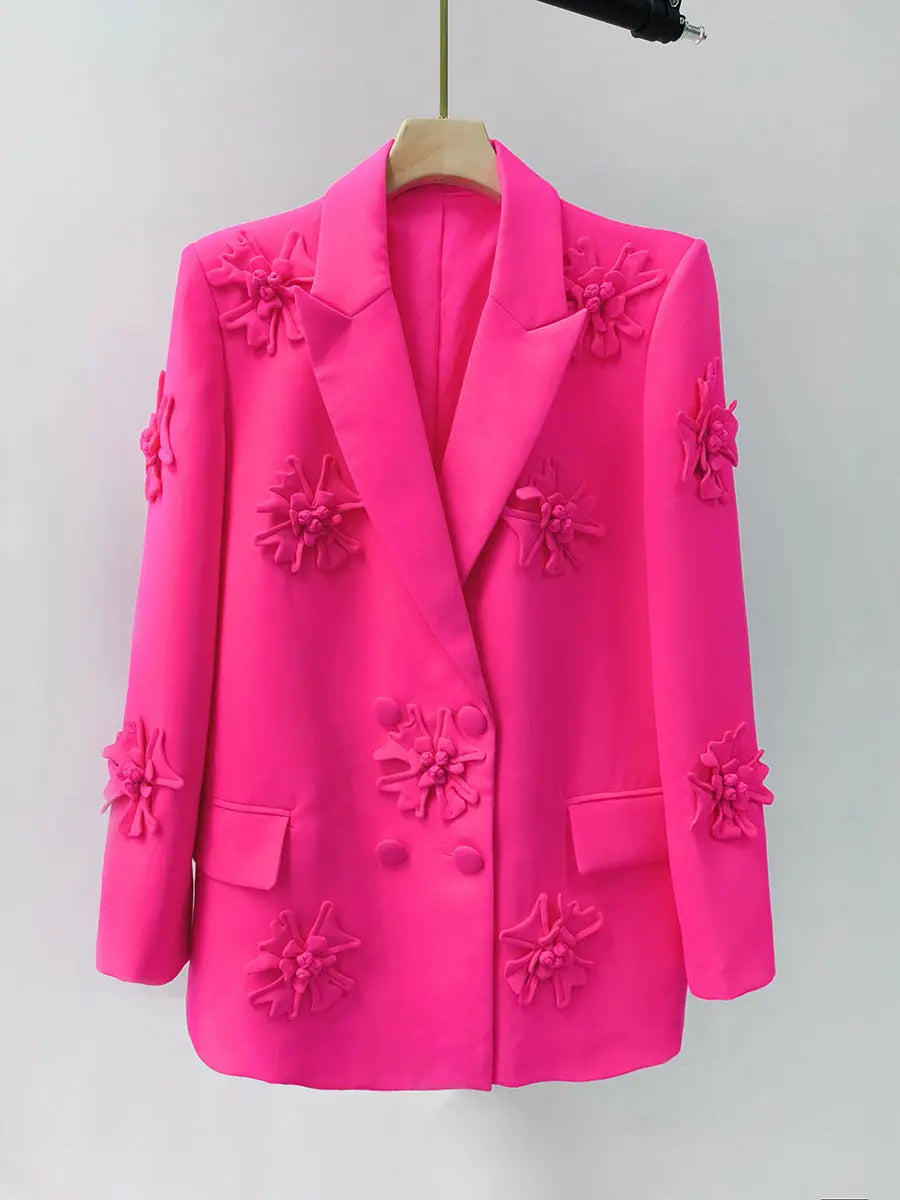 TRENDING PINK 3D FLORAL BLAZER SUIT - OWNCI TRENDING PINK 3D FLORAL BLAZER SUIT - OWNCI