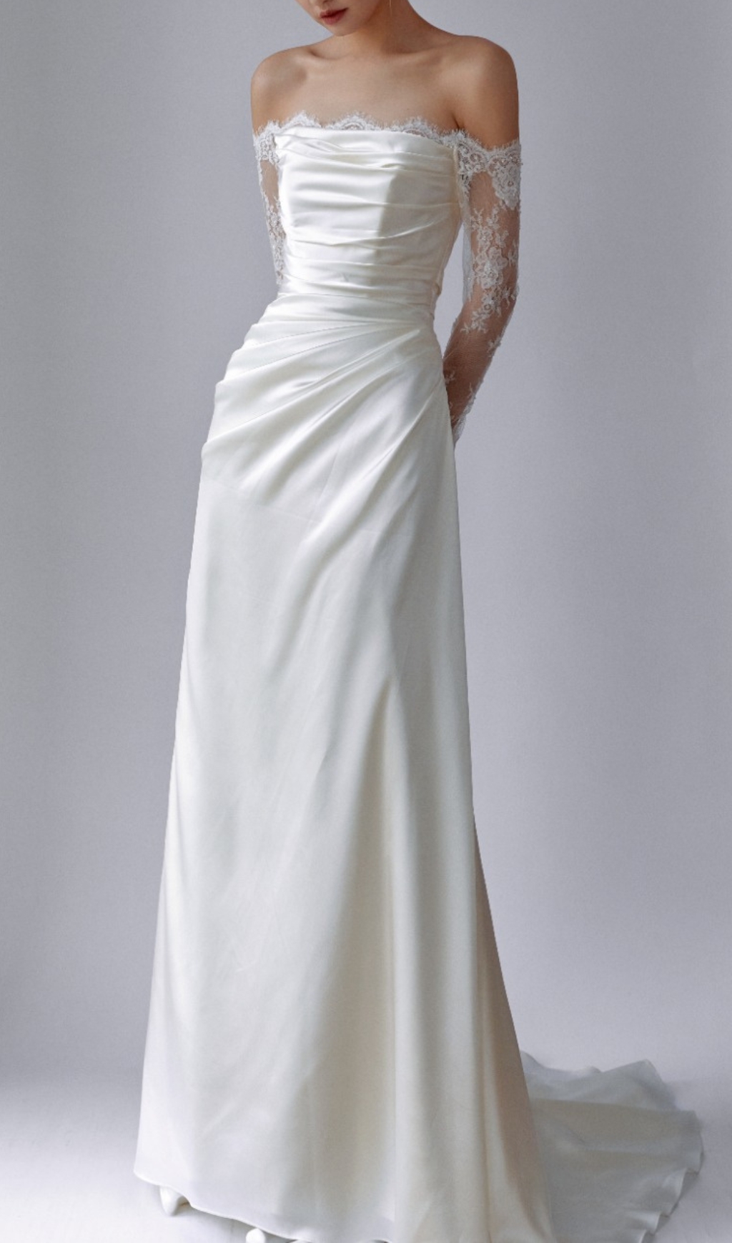 Fashionslee Women Colleen White Off Shoulder Lace Wedding Dress