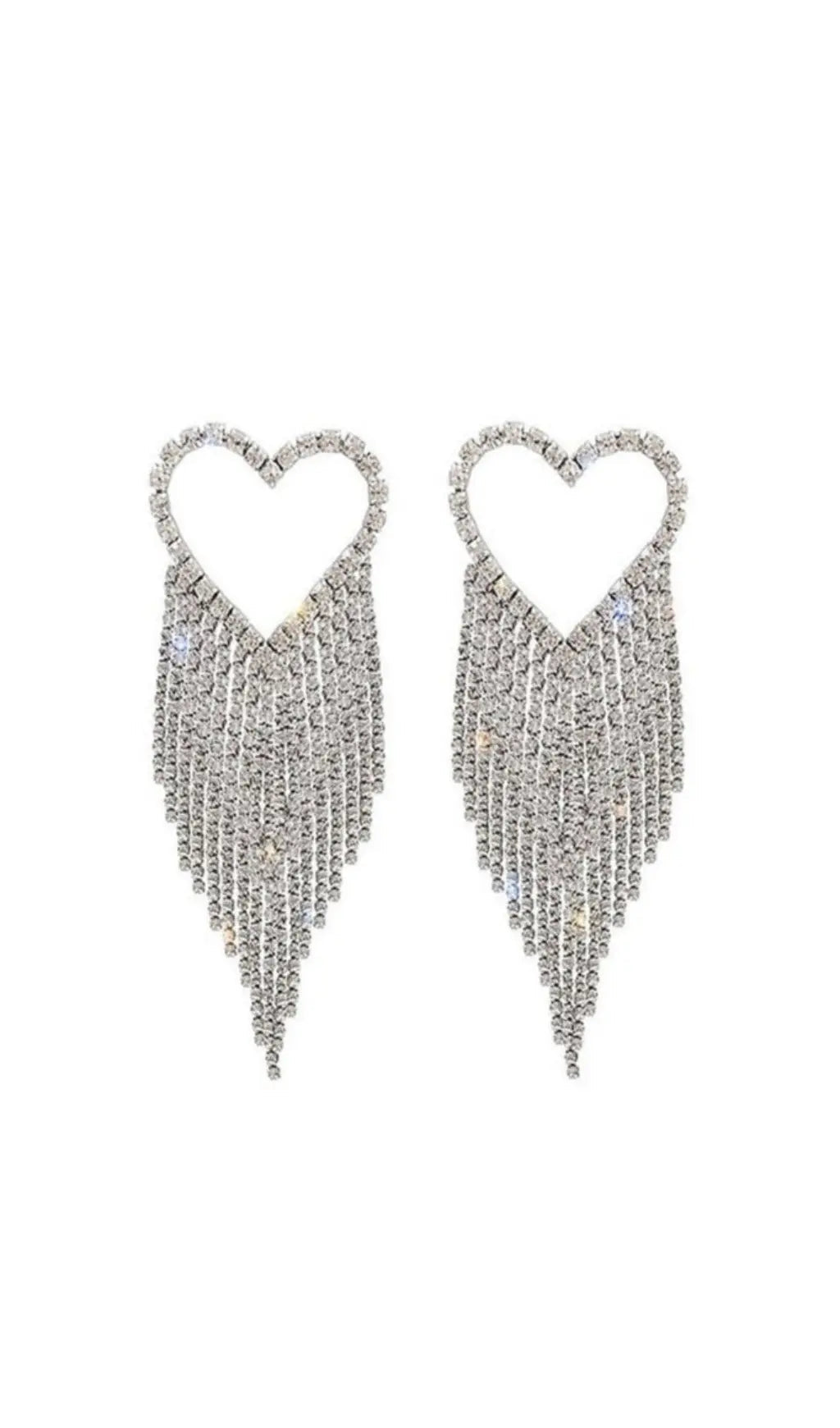 Fashionslee Women Sliver Rhinestone Tassel Earrings