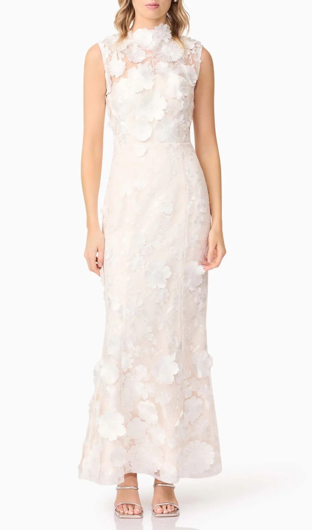 Fashionslee Women Enora White Flower Embroidery Maxi Dress