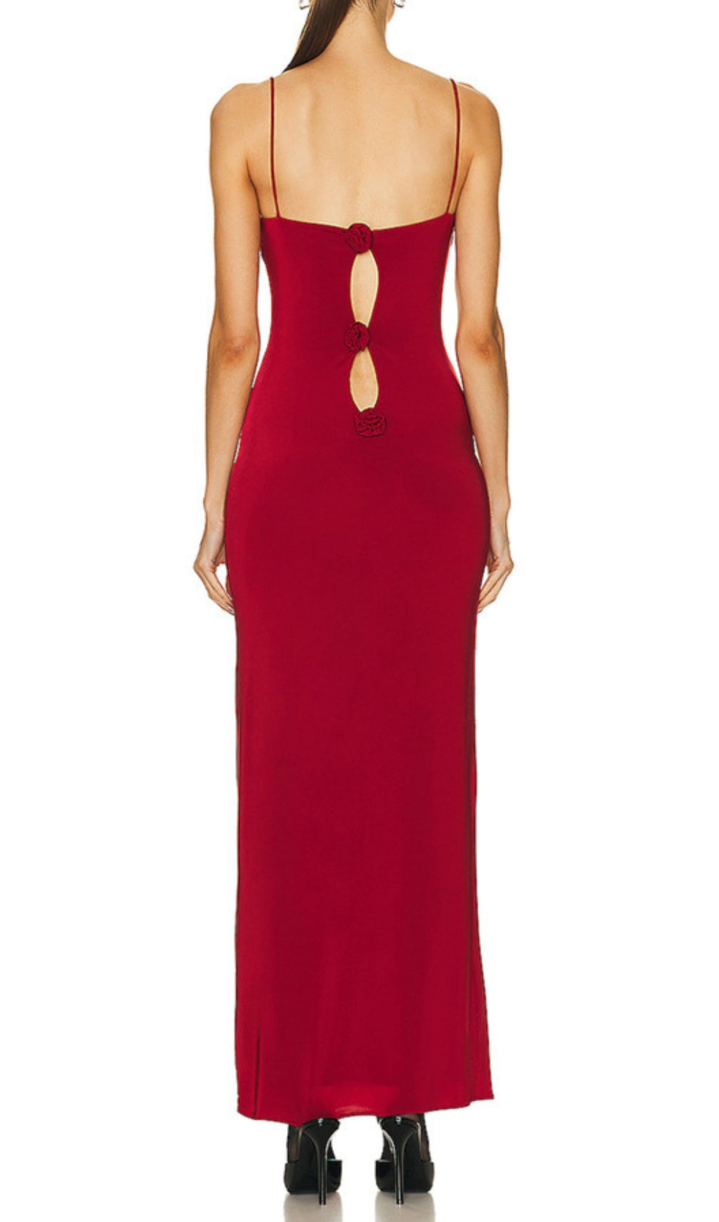 Fashionslee Women Asim Red Flower Embellished Maxi Dress