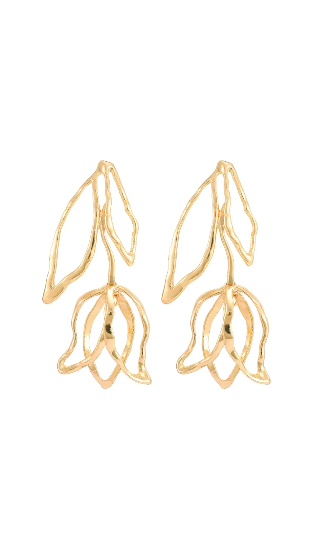 GOLD FLOWER DROP EARRINGS - TRENDING AESTHETIC