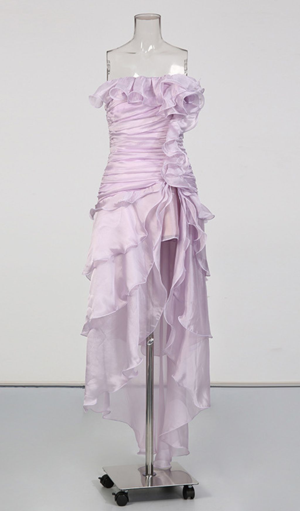 Fashionslee Women Kadience Purple Strapless Ruffle Maxi Dress