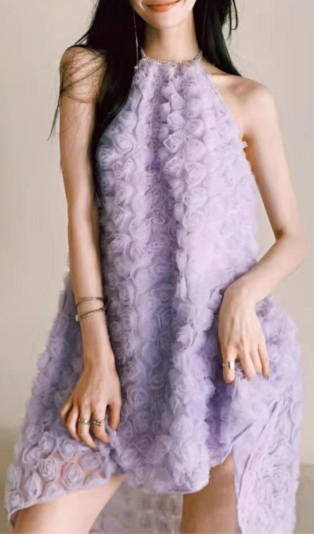 964c212db7487afab34e58907598e32e.jpeg Fashionslee Women 3D Purple Rose Halter Neck Backless Midi Dress