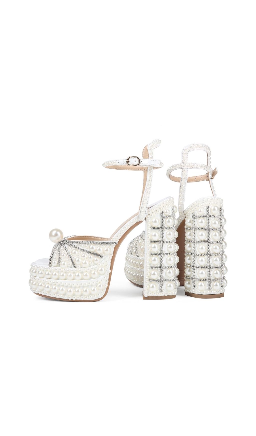 VIRAL WHITE PEARL HEELS – MUST-HAVE BRIDAL HEELS - OWNCI