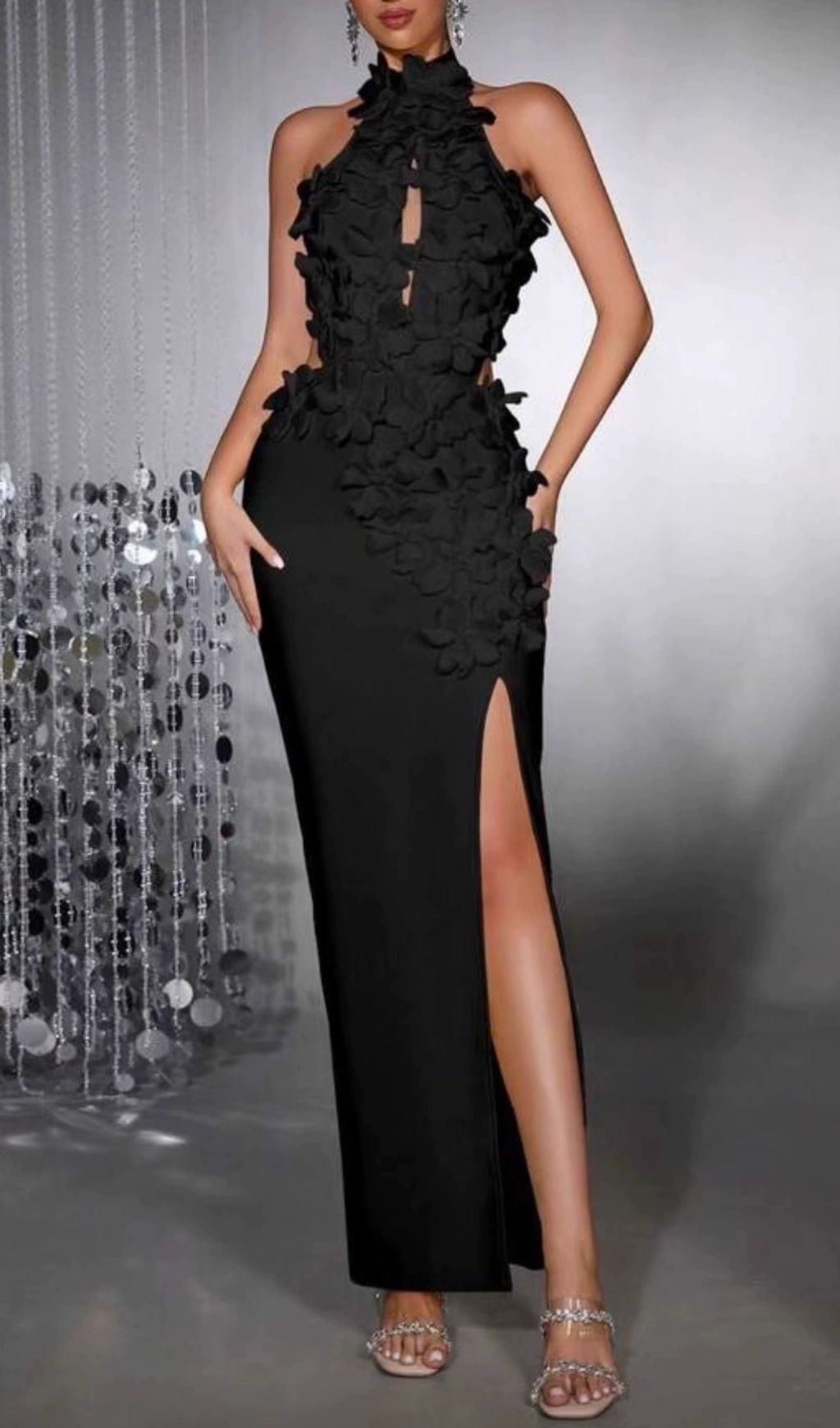 Fashionslee Women Jamaal Halter Flower Bandage Maxi Dress