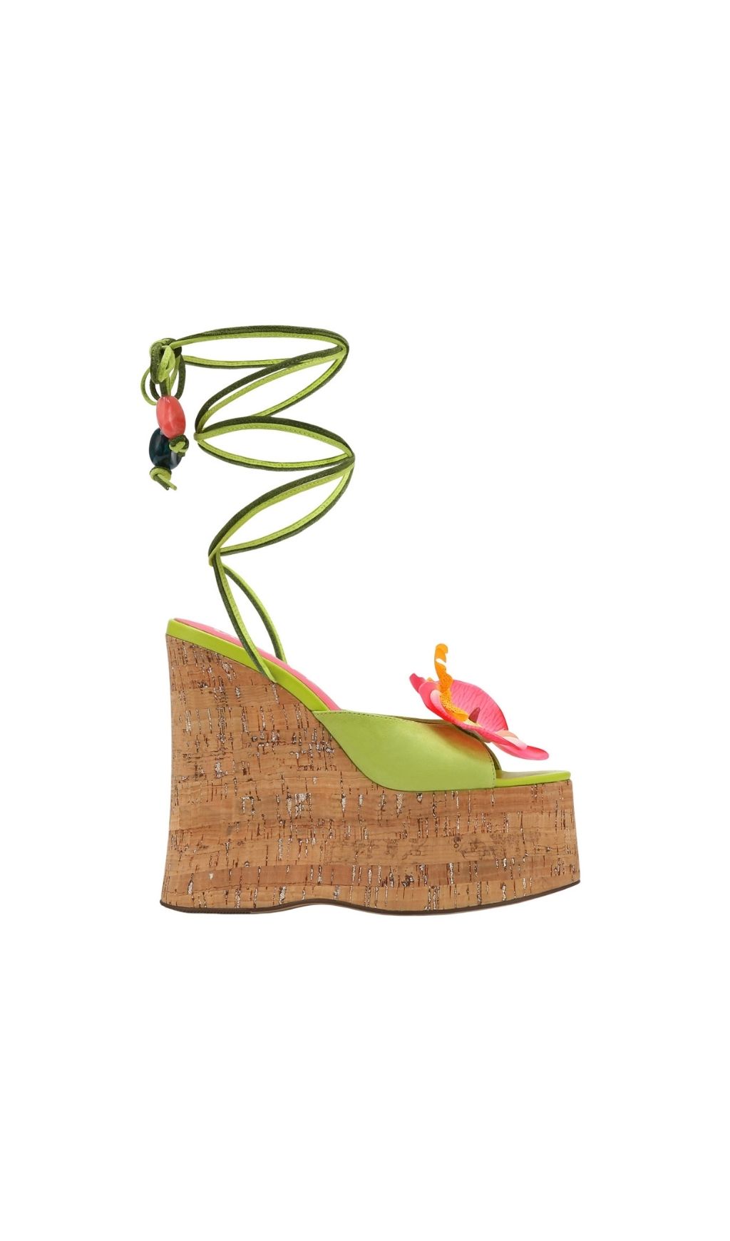 Fashionslee Women Kyomi Green Flower Heels with Thick Soles