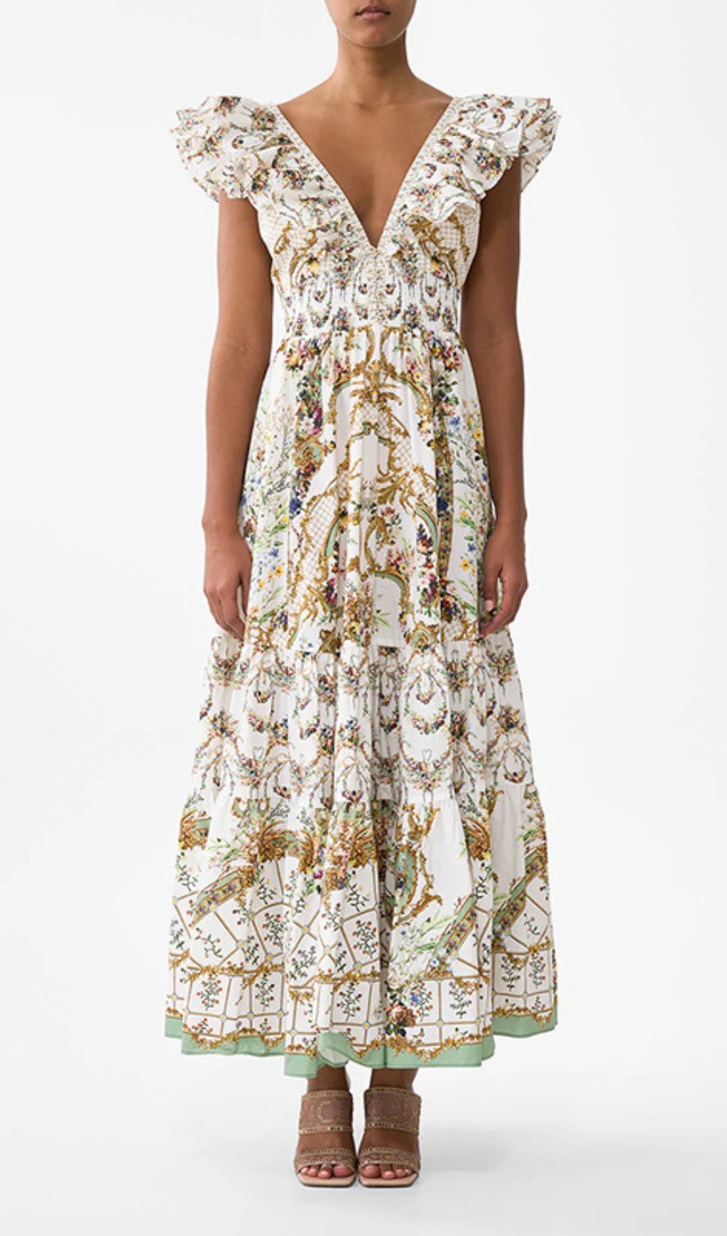 969aaf4afa320e48999a0cc32ebbfac3.jpg Fashionslee Women Harding V-Neck Printed Maxi Dress