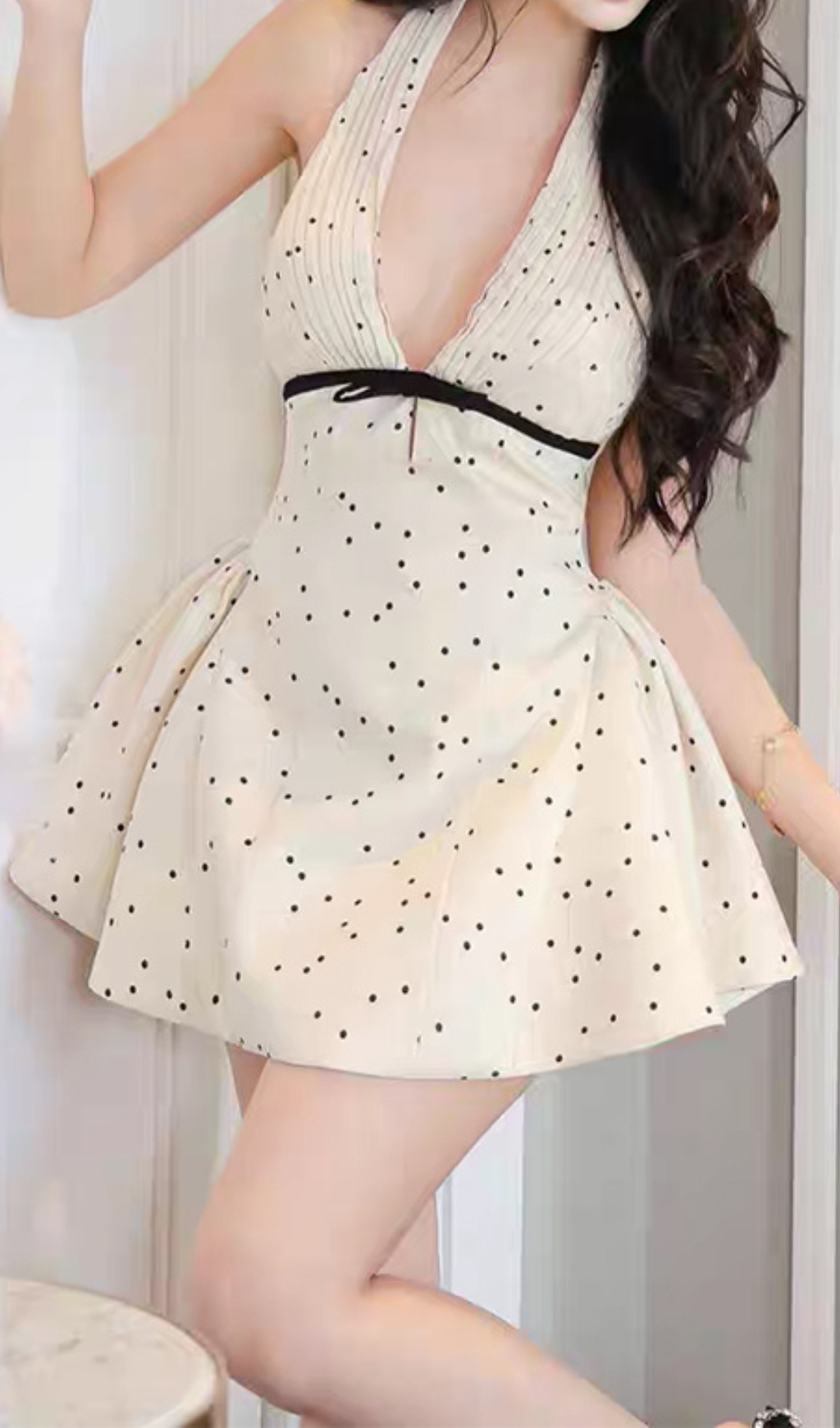 Fashionslee Women Gergana Halter V-Neck Mini Dress