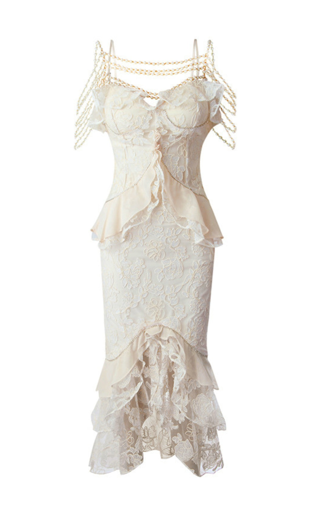 96b8285ad197bb17fd295d9a93284e23.jpeg Fashionslee Women Alta Lace Ruffes Pearl Dress