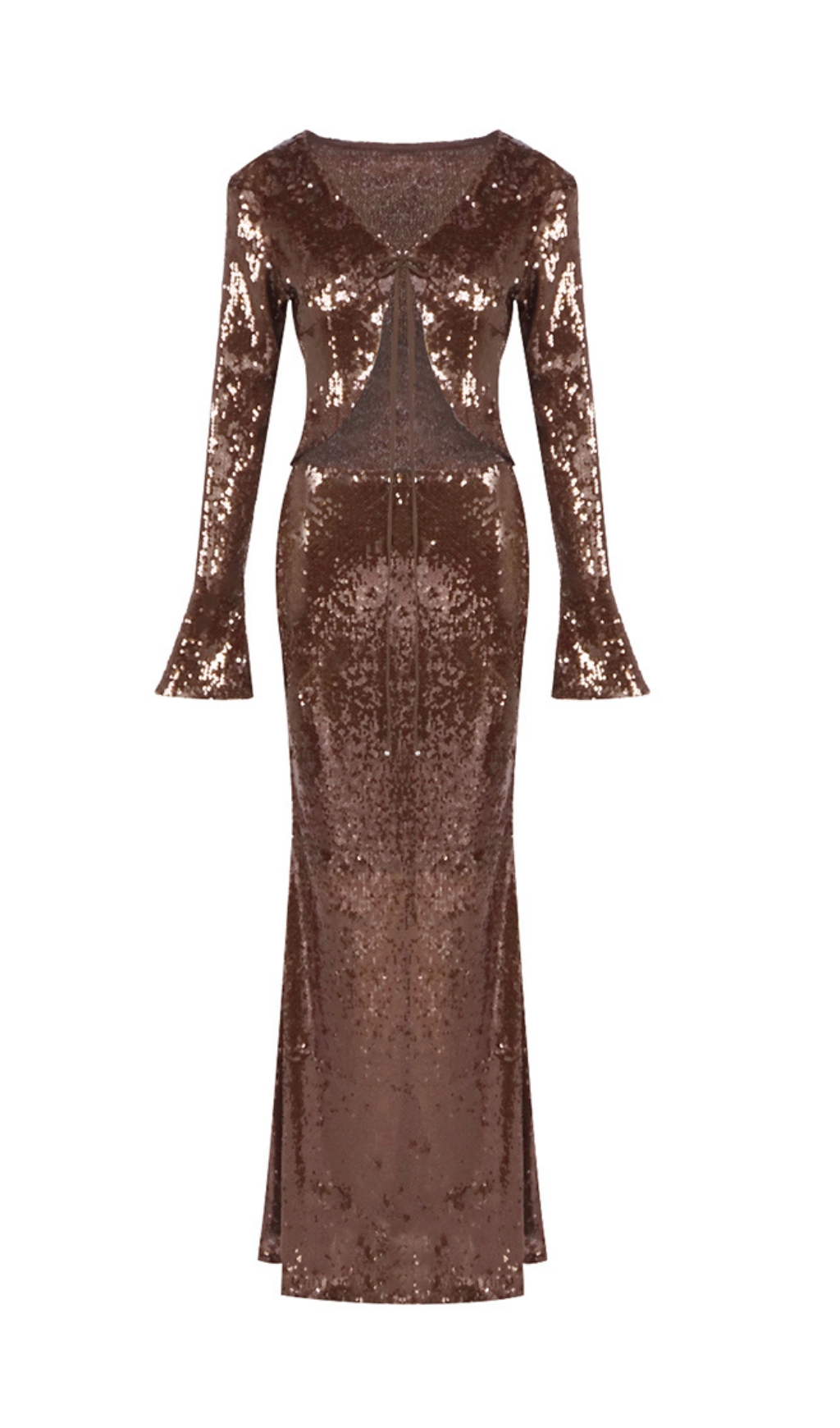 96bd7b6ccc5bc5e02f8909c84674cf6b.jpg Fashionslee Women Emme Brown Sequin Skirt Set