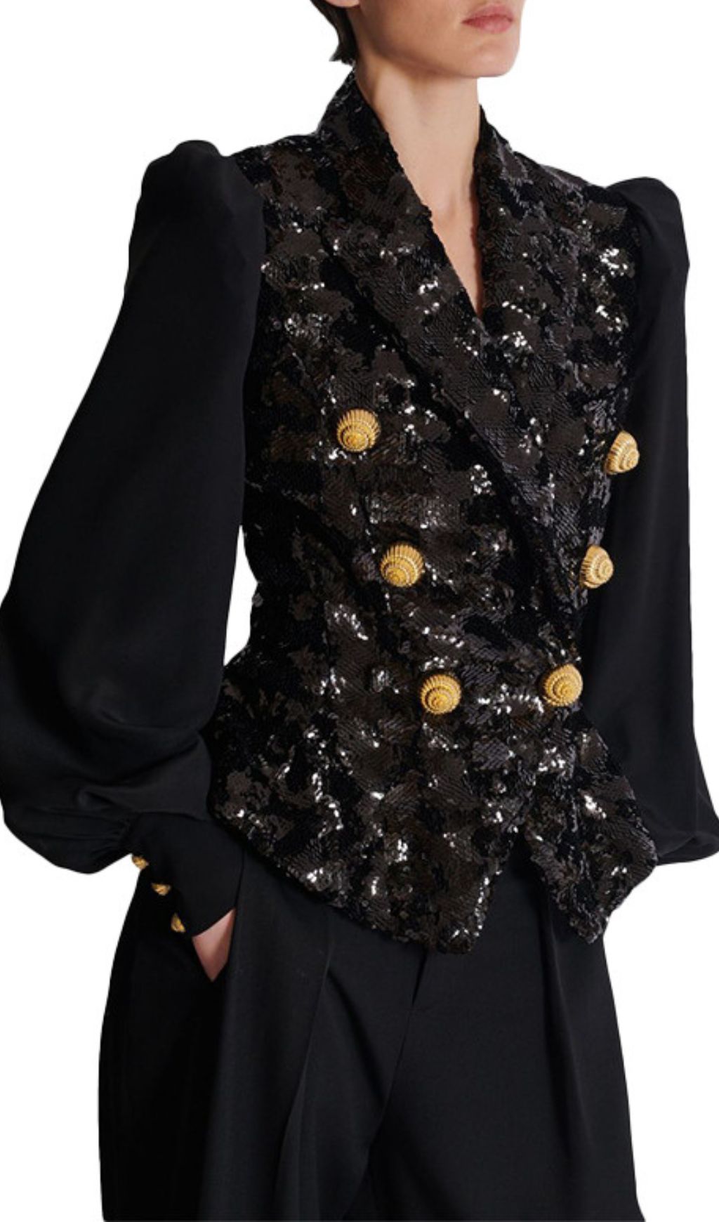 Fashionslee Women Heiress Black Sequin Jacket