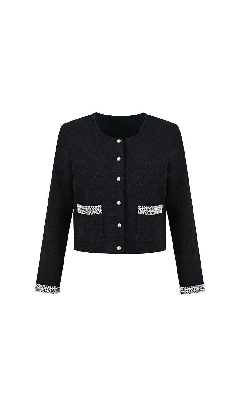 Fashionslee Women Fatin Black Knit Beaded Cardigan & Midi Dress