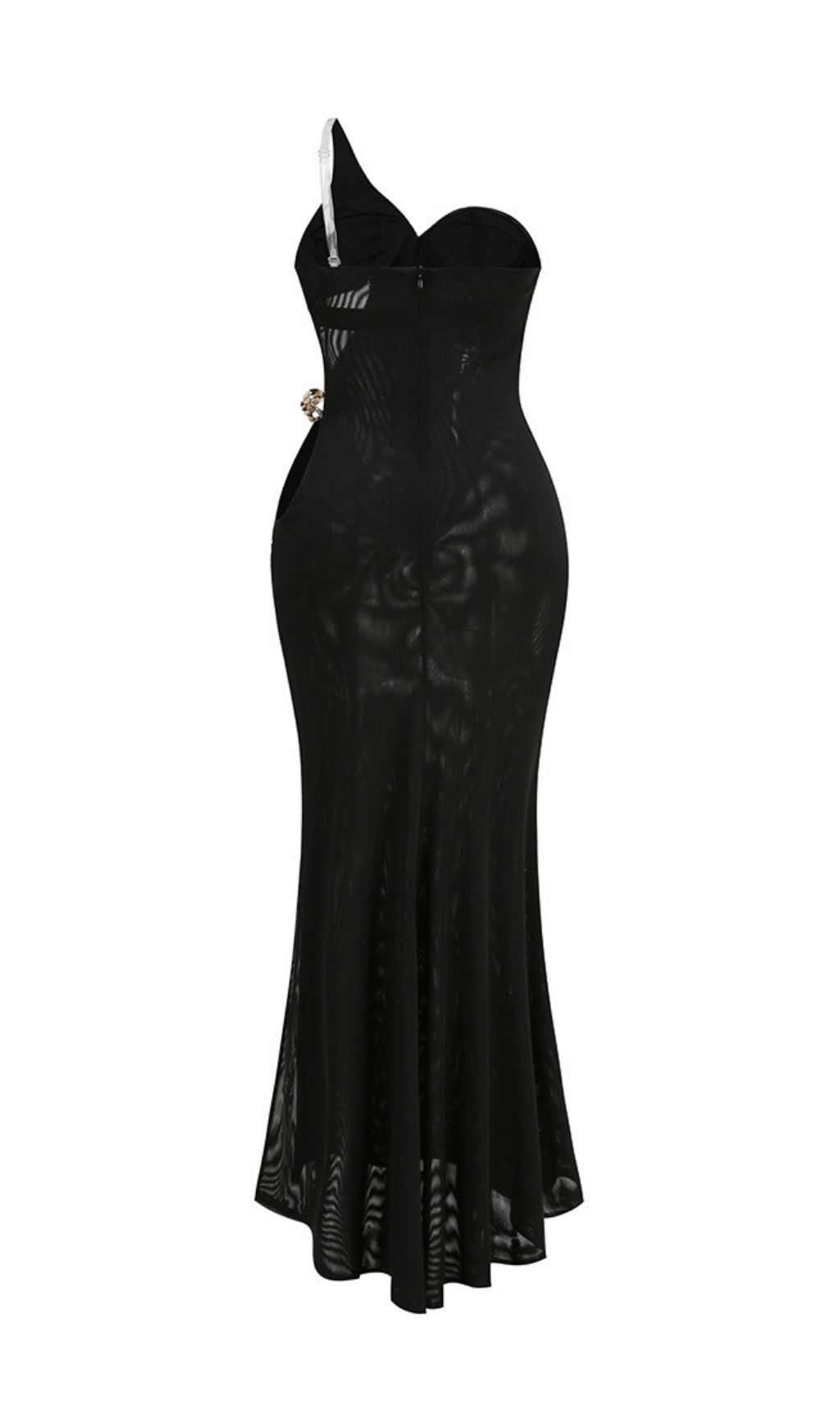 BLACK ONE-SHOULDER CHAIN MAXI DRESS VIRAL - OWNCI BLACK ONE-SHOULDER CHAIN MAXI DRESS VIRAL - OWNCI
