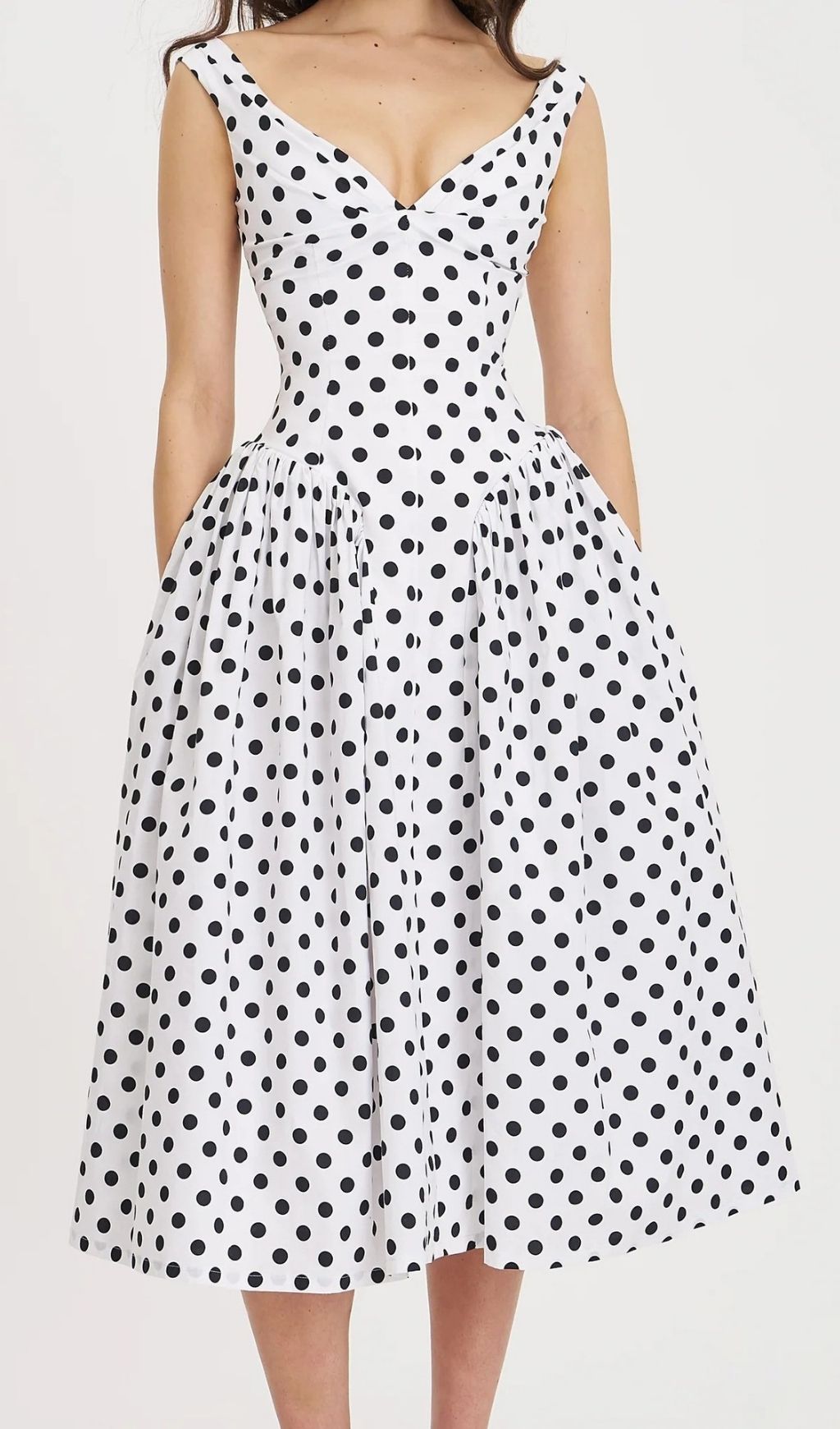 96ce1b215ee4485576ee302580e2c2cd.jpg Fashionslee Women Keshia White Dot Midi Dress
