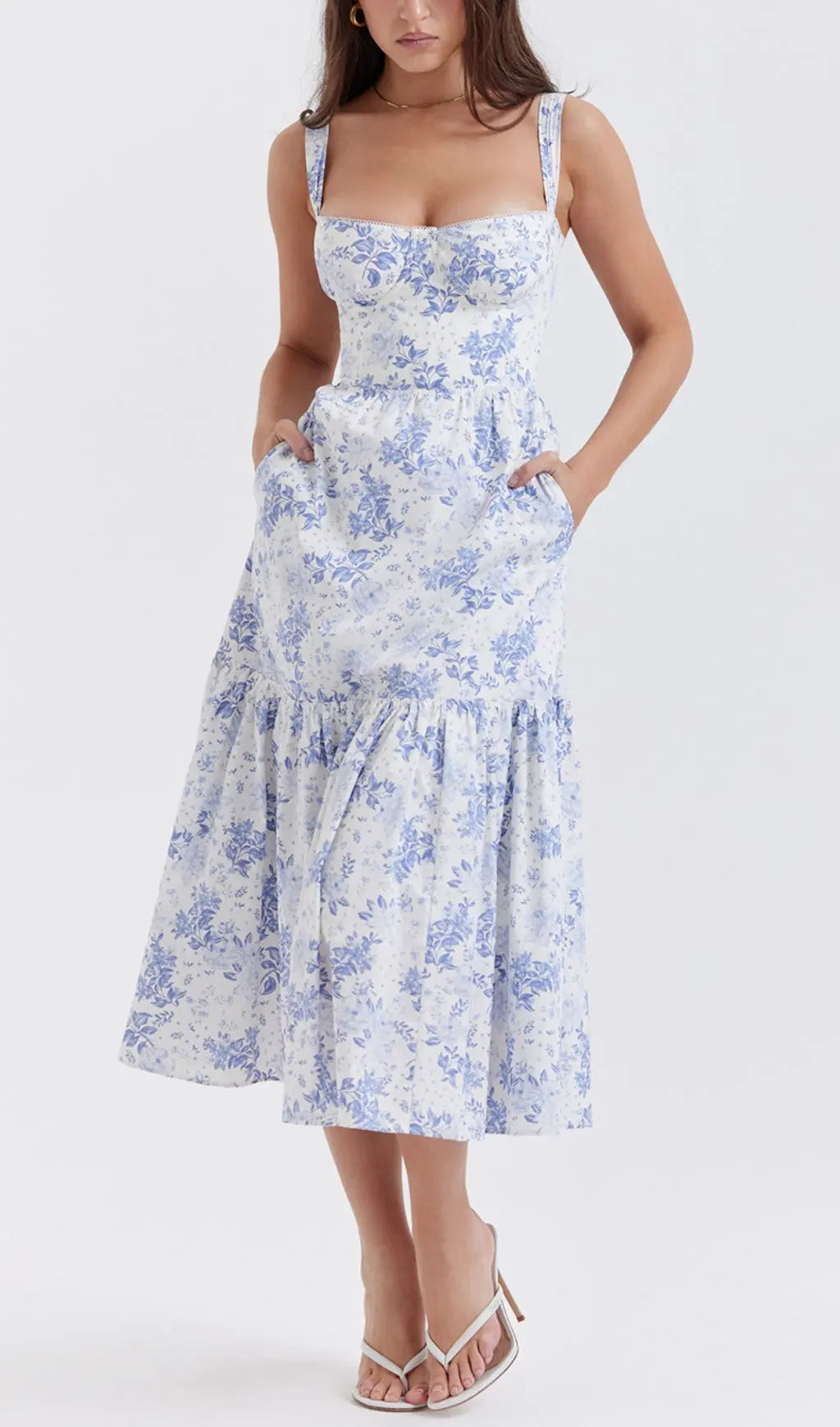 974b0771bb4ef68cb10aee773134218e.jpeg Fashionslee Women Blue Print Midi Sundress